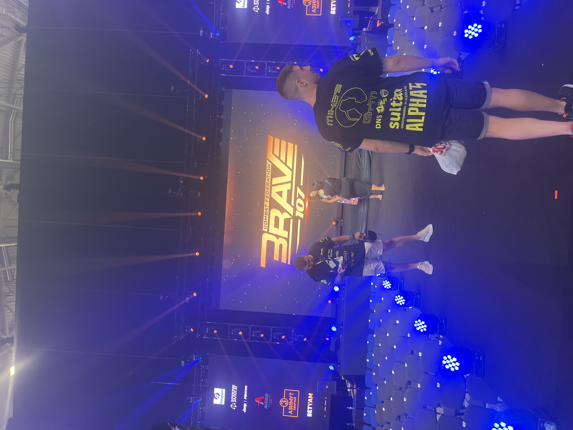 Behind the scenes at a BRAVE 107 MMA event setup