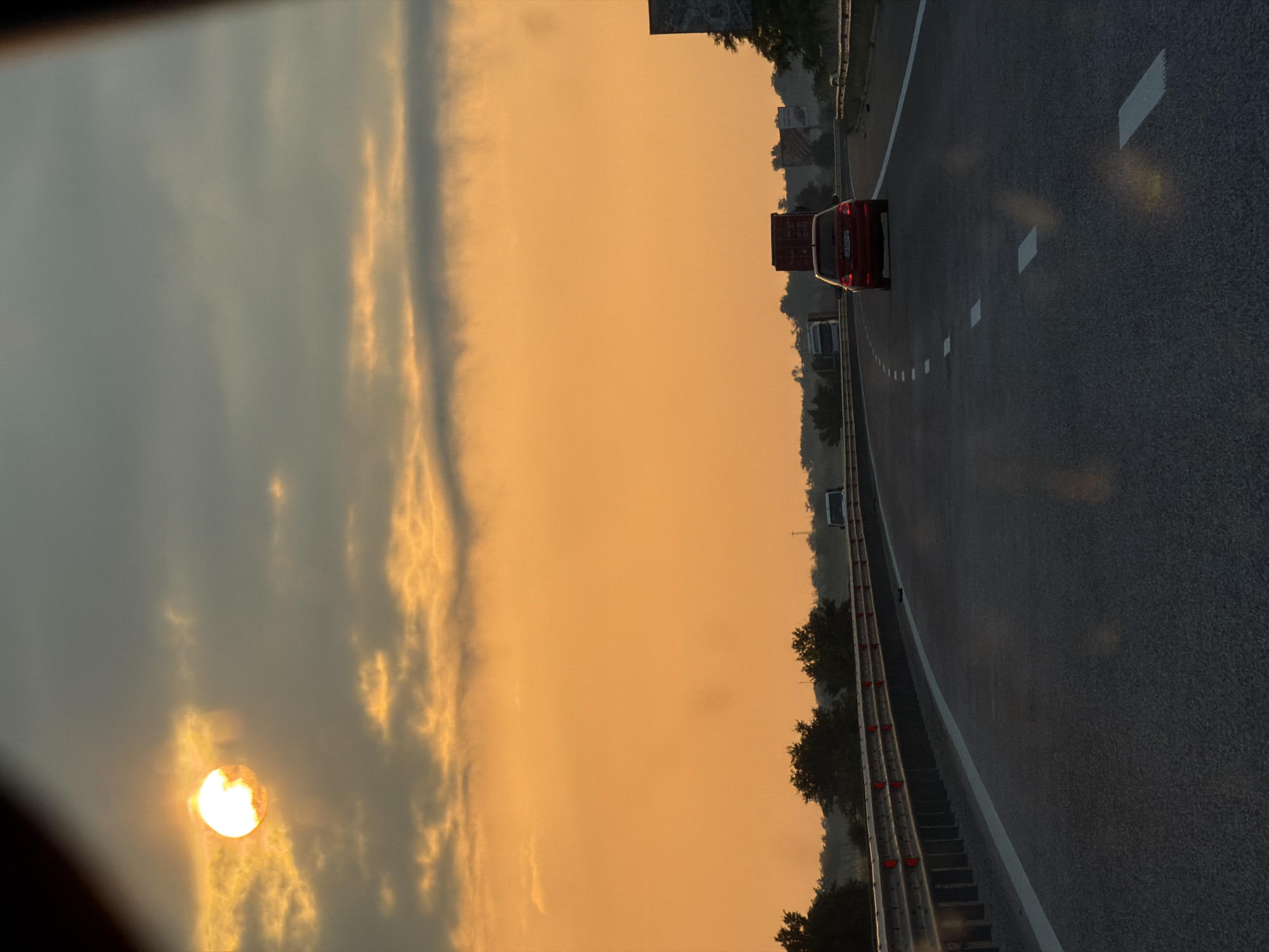 Dawn highway scene documented in Rupkite, Bulgaria