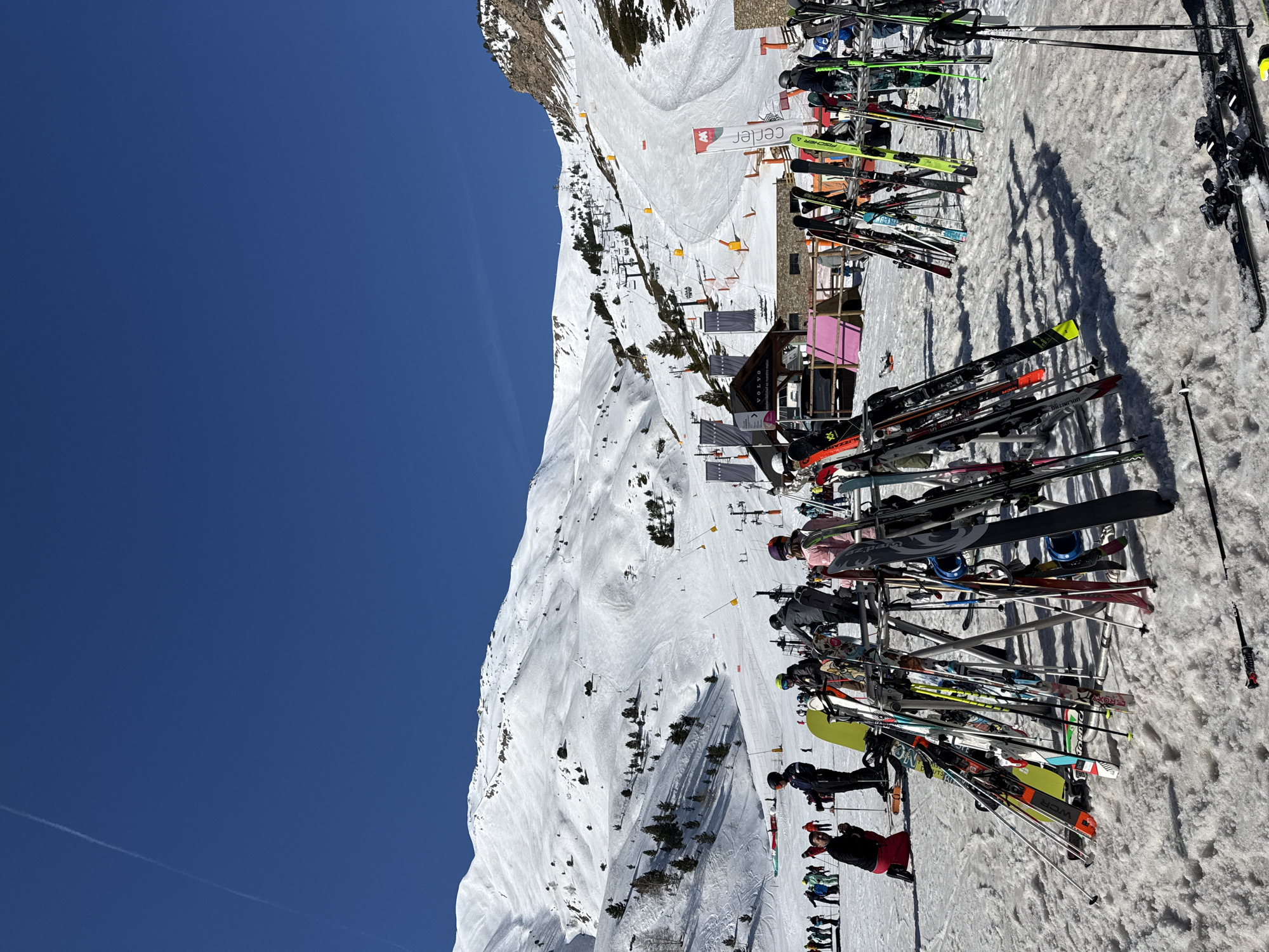 Morning ski equipment storage scene at Benasque resort
