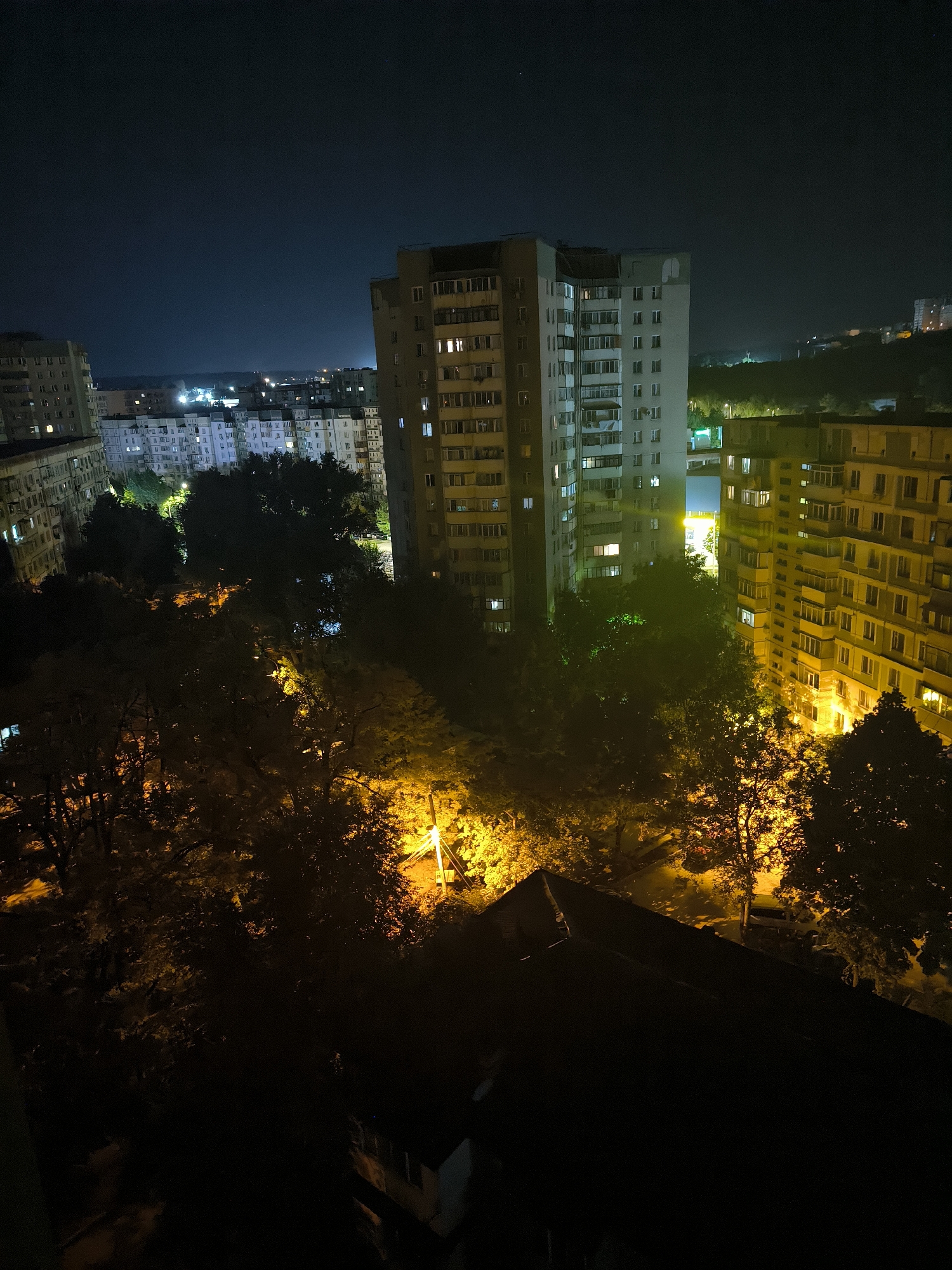 Chișinău apartment blocks at night, inside and out