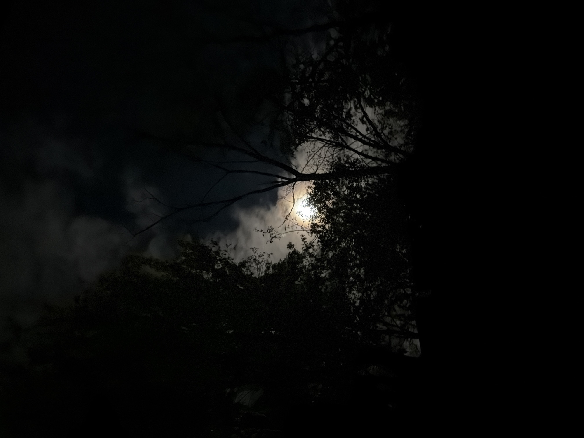 Moonlight captured through clouds in Gyumri park