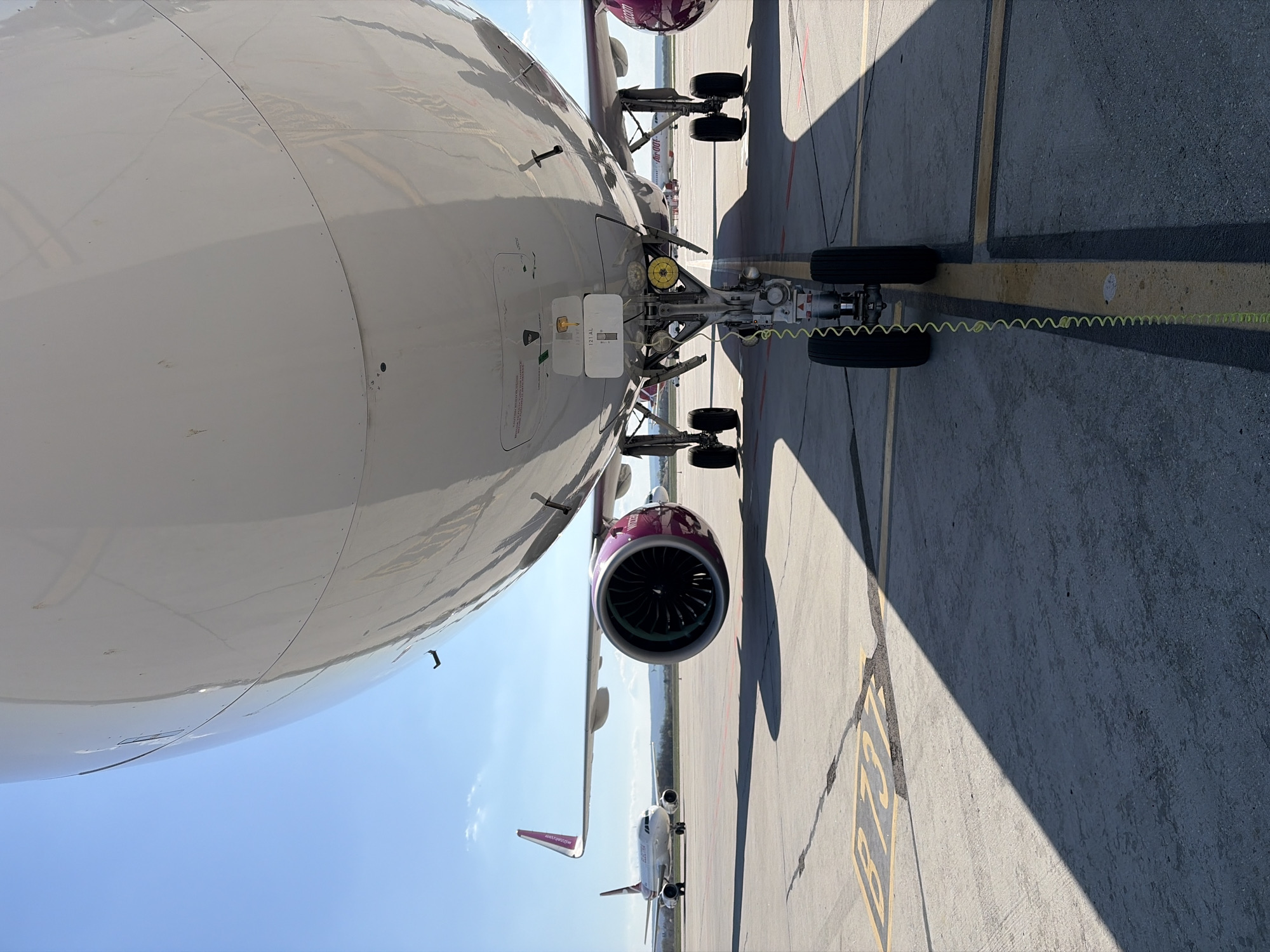 Wizz Air A321 parked at Bulgarian airport apron