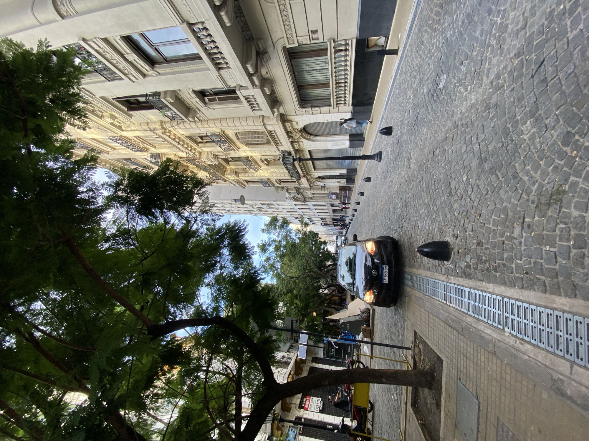 Evening street scenes captured in historic Buenos Aires neighborhood