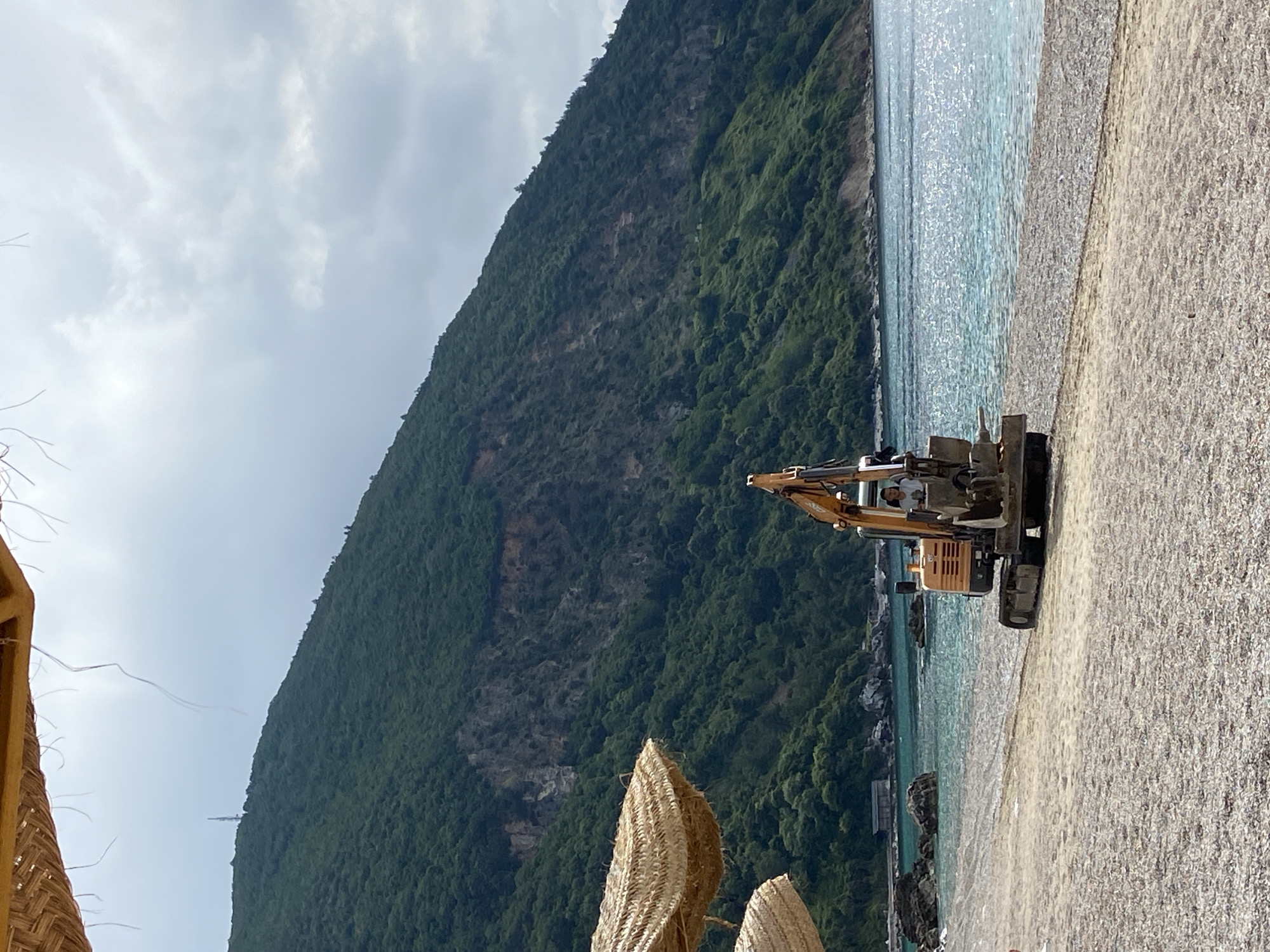 Beach construction work observed in Prijevor, Montenegro morning hours