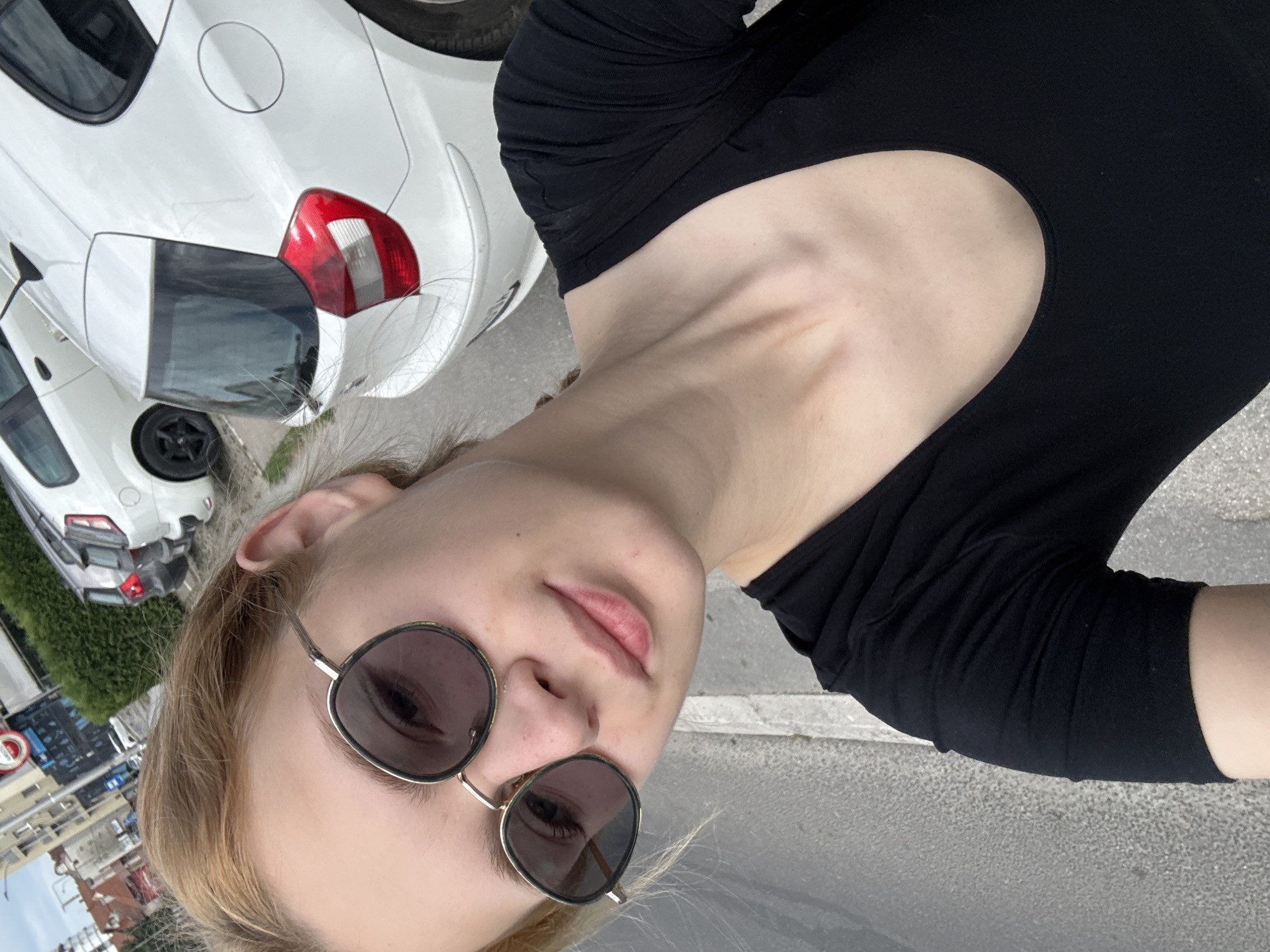 Sidewalk selfie on a quiet Kragujevac street