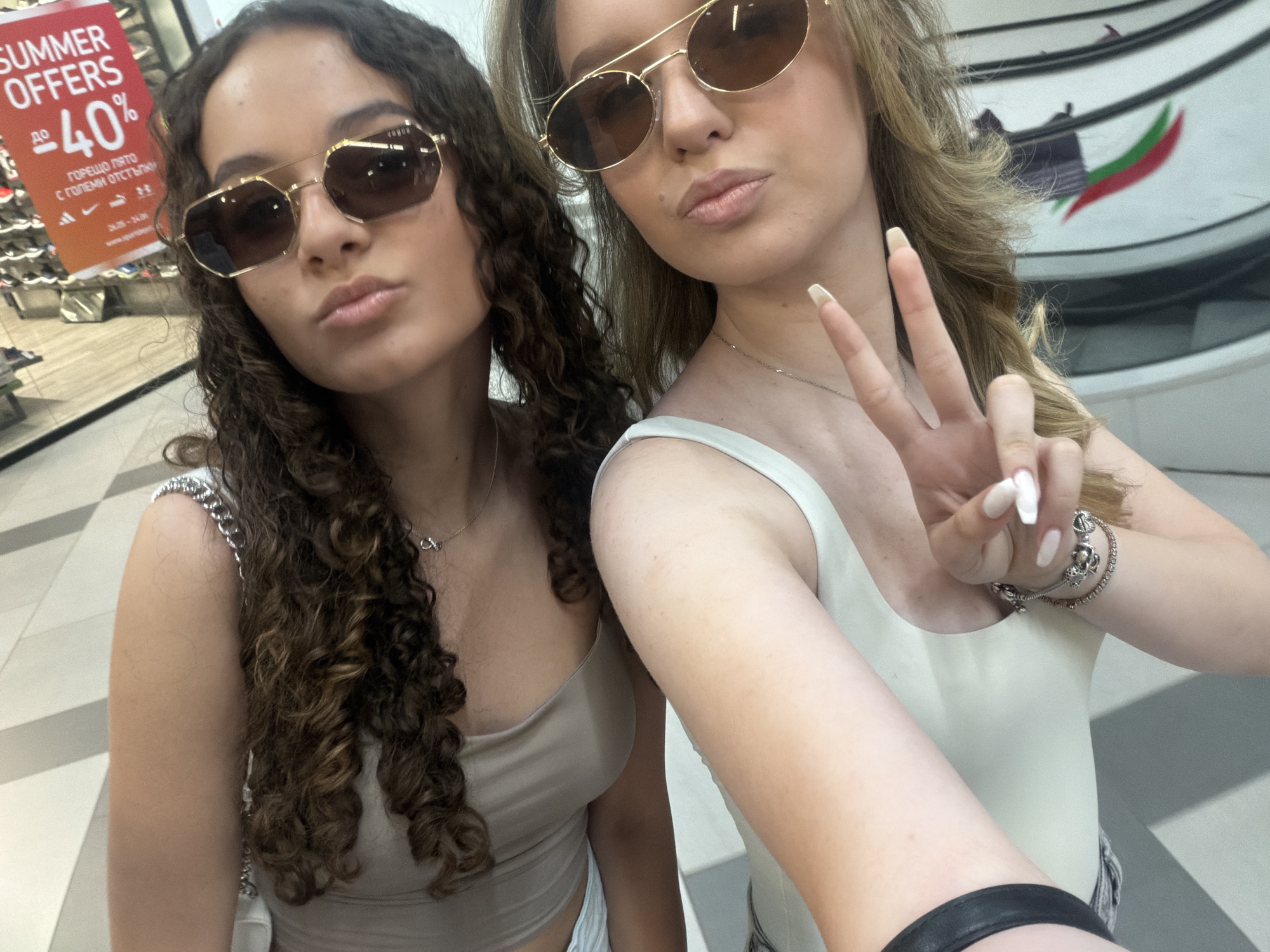 Friends document shopping and dining outing in Blagoevgrad