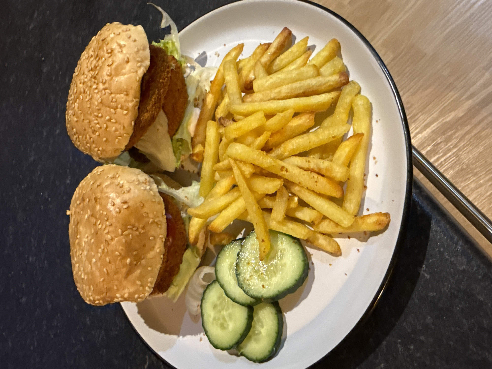 Burger meal documented in Great Yarmouth evening