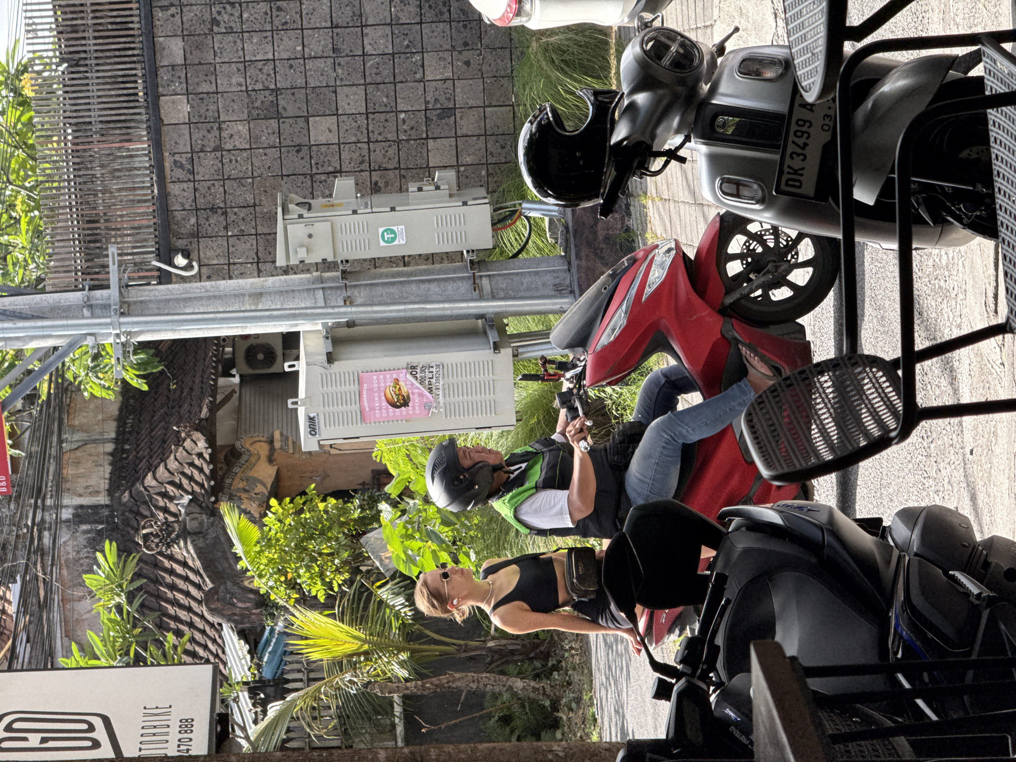 Morning scenes in North Kuta: scooters and cafe