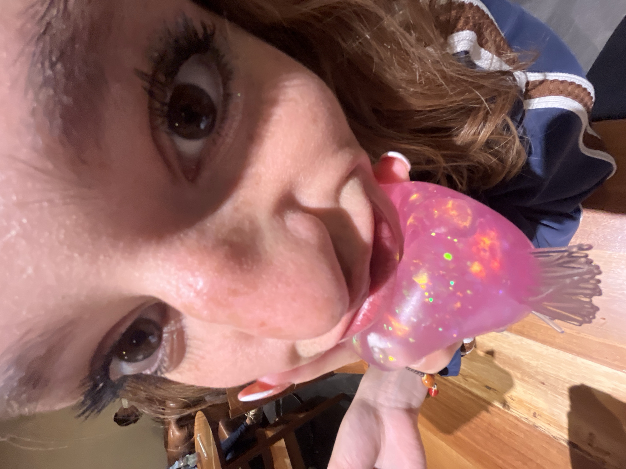 Person spotted with pink glittery toys and liquid