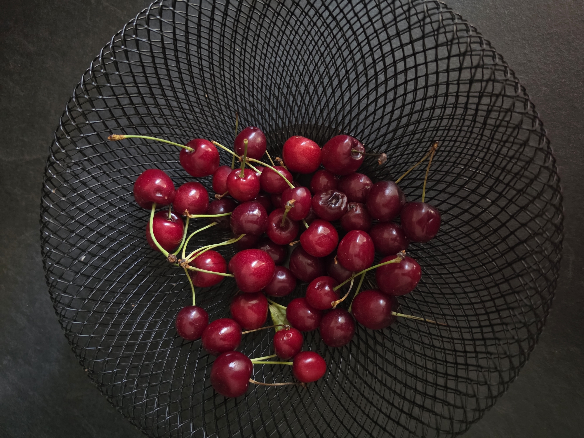 Coffee, cherries, and cartoons on a slow morning in