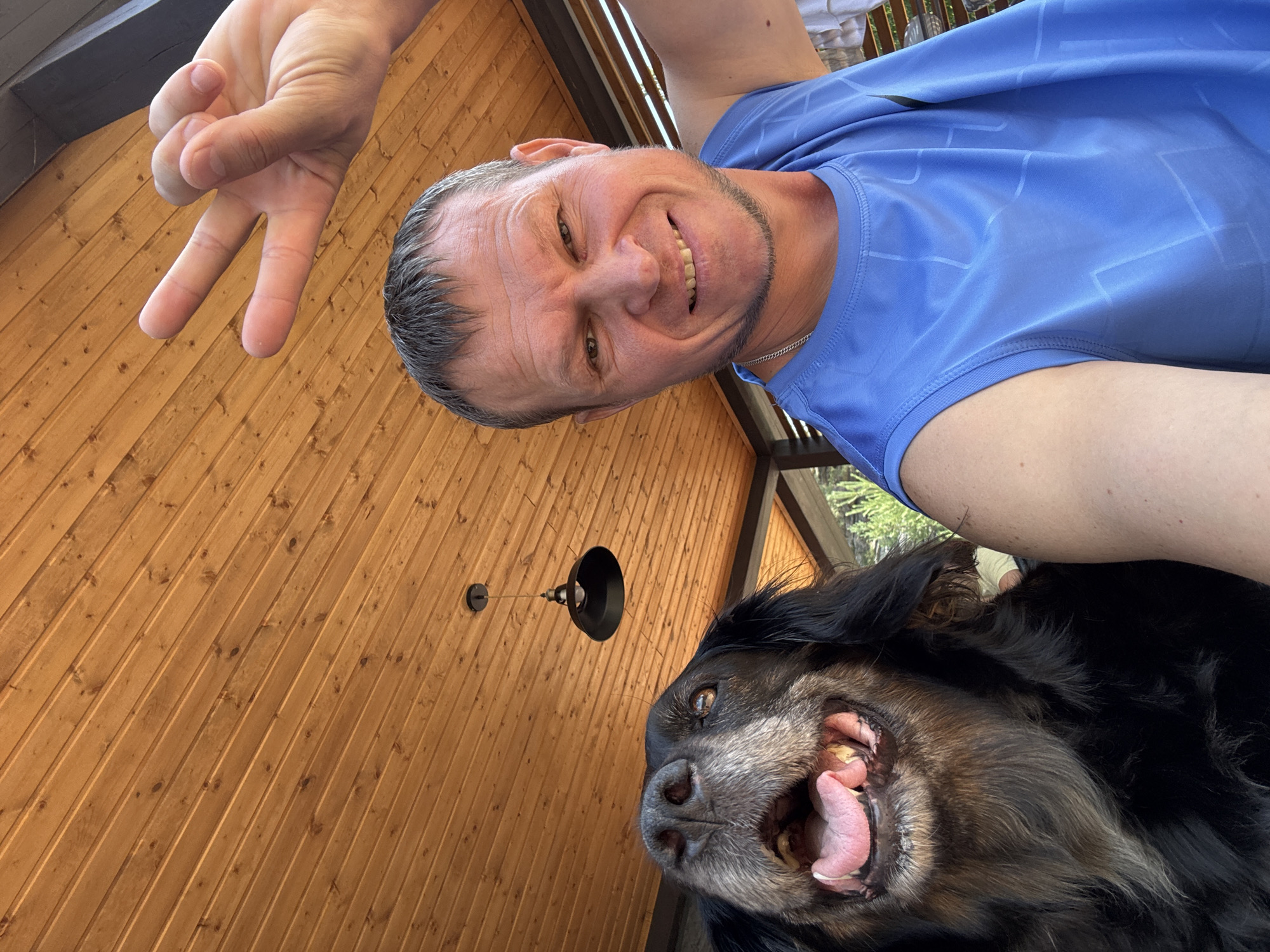 Lazy summer afternoon on a wooden deck in New Bukhtarma