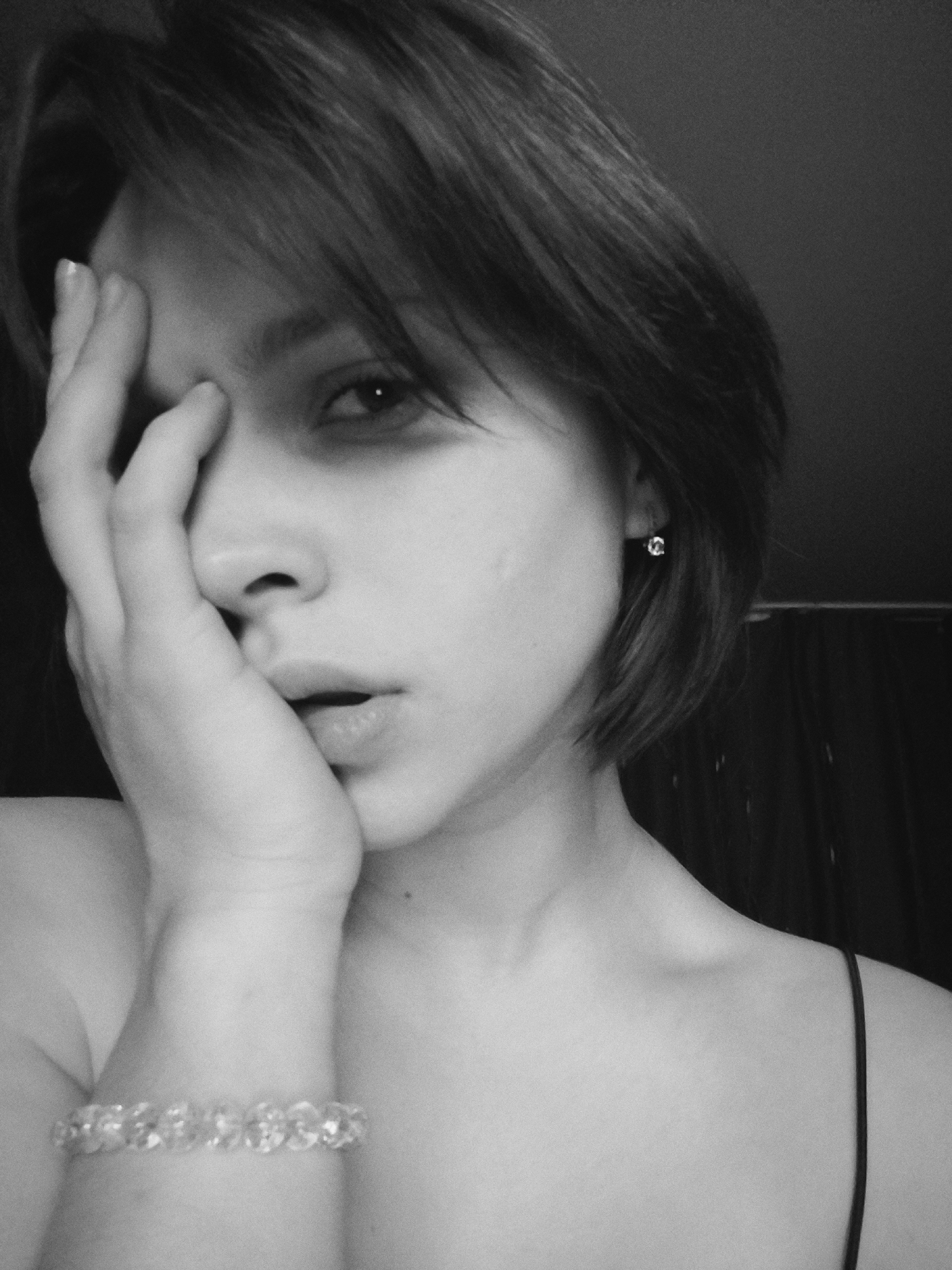 Woman photographs self-portraits in Chaikovsky, Russia