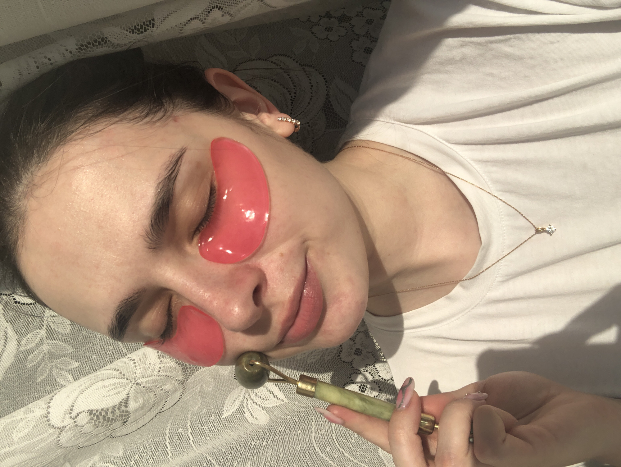 Woman documents self-care routine with face masks in Noviy