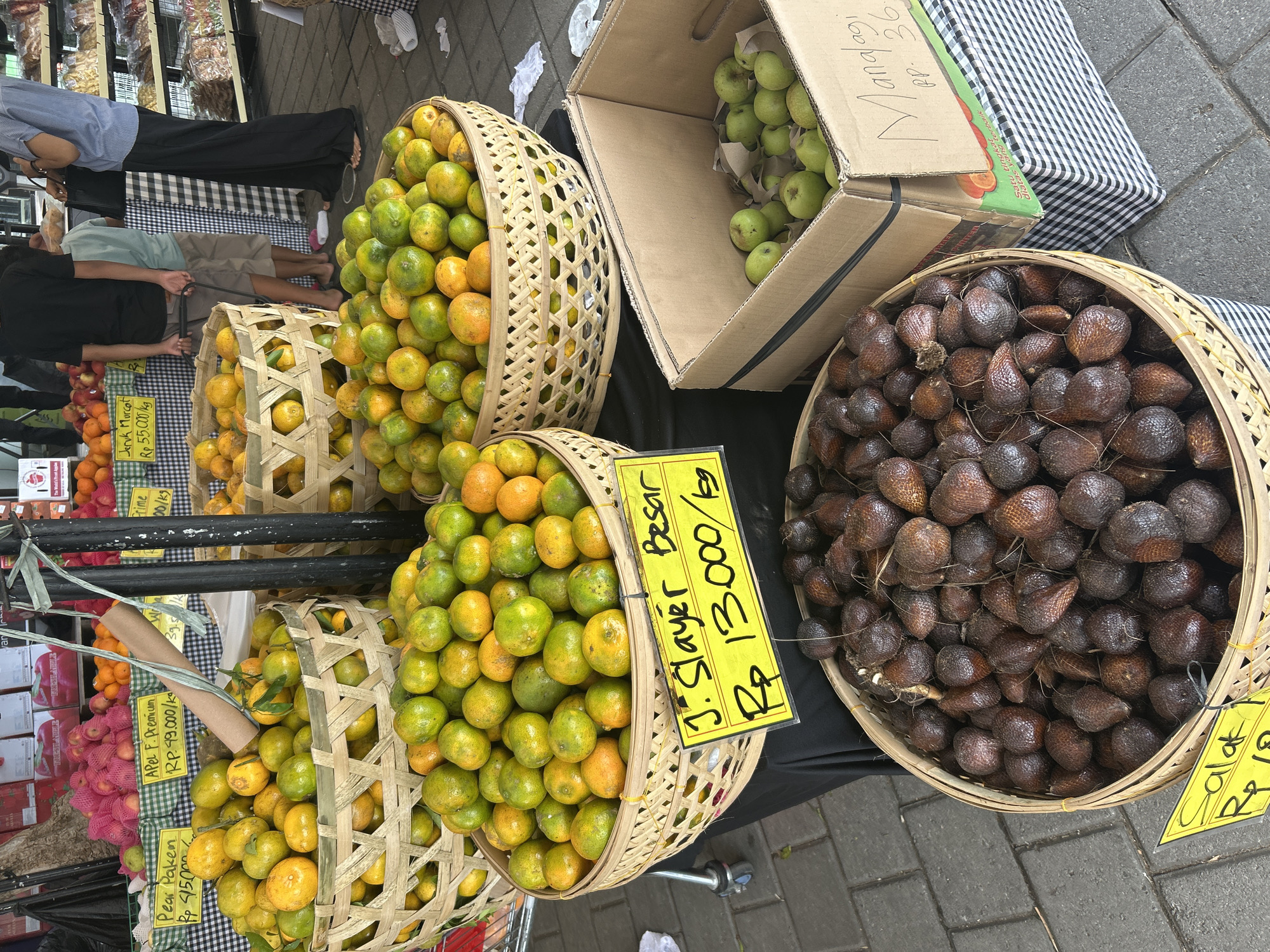 Sukawati fruit market stalls stocked with fresh local produce