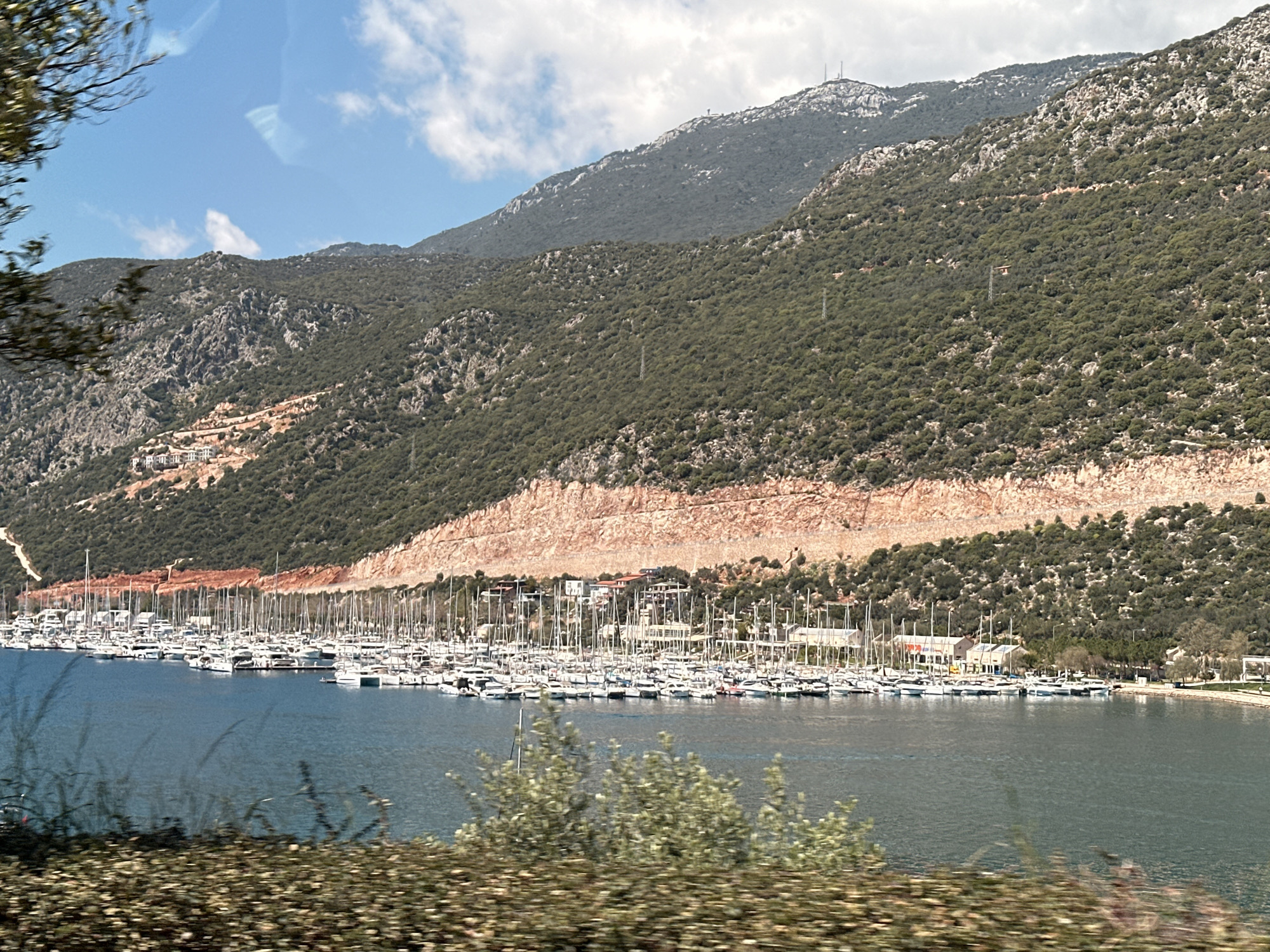 Marina and mountain landscape observed in Kaş, Turkey