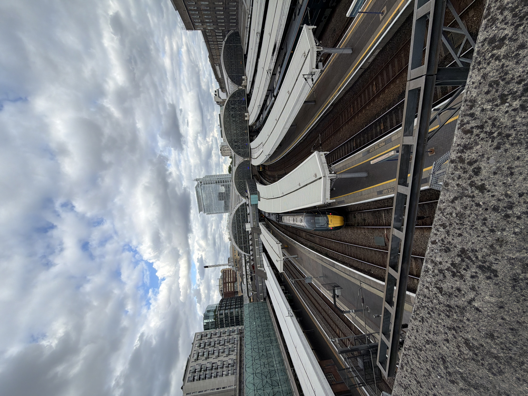 Elevated view captured of Paddington Station platforms and tracks