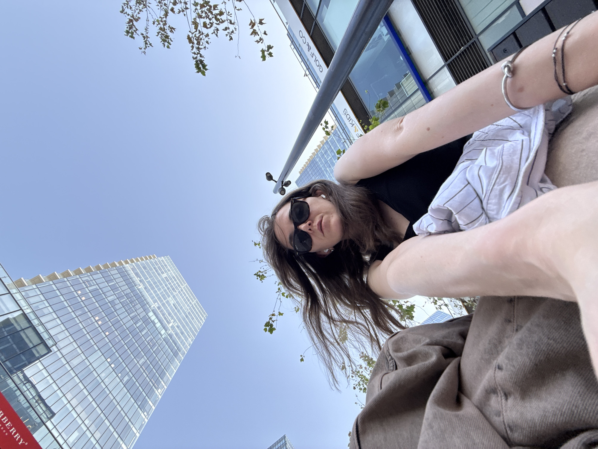 Person takes upward selfie in Petah Tikva