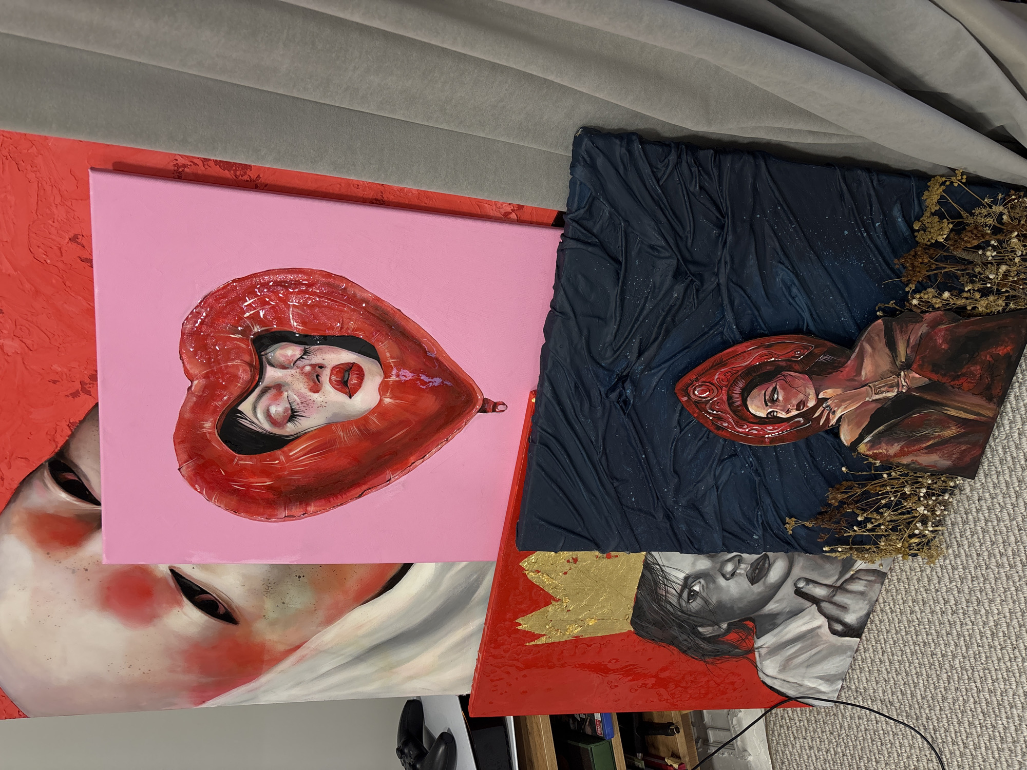 Contemporary art collection displayed in Krasnoyarsk studio or gallery
