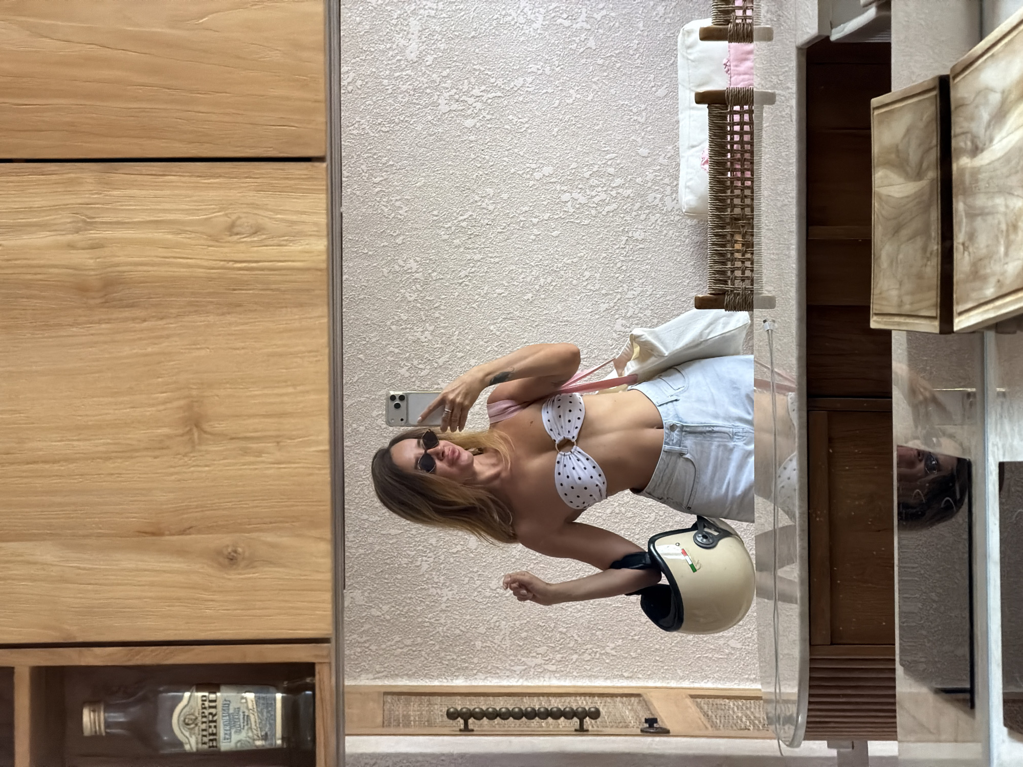 Mirror selfie with helmet in hand, Mengwi, Bali