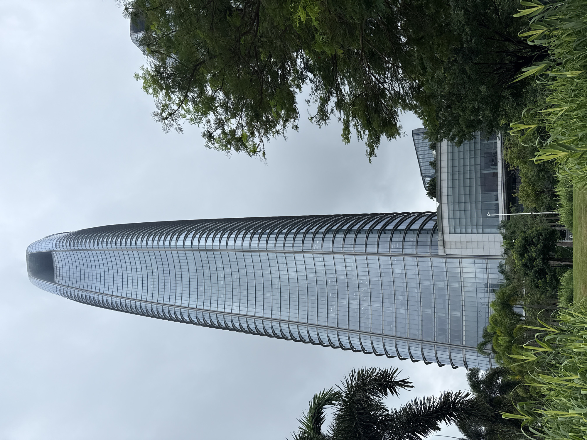 Haizhu riverside promenade and skyline on an overcast morning