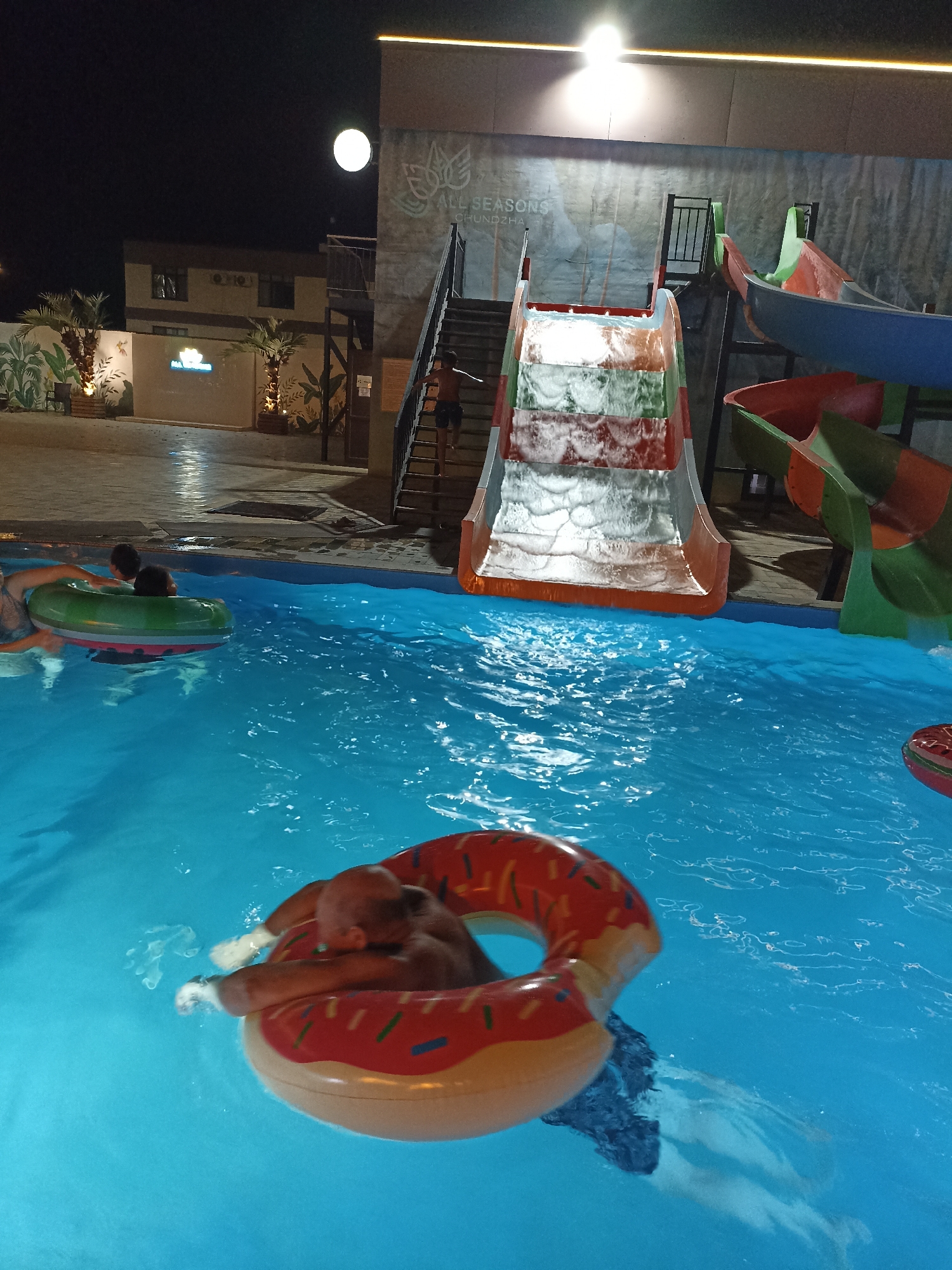 Night swim at All Seasons resort, Sorbulak