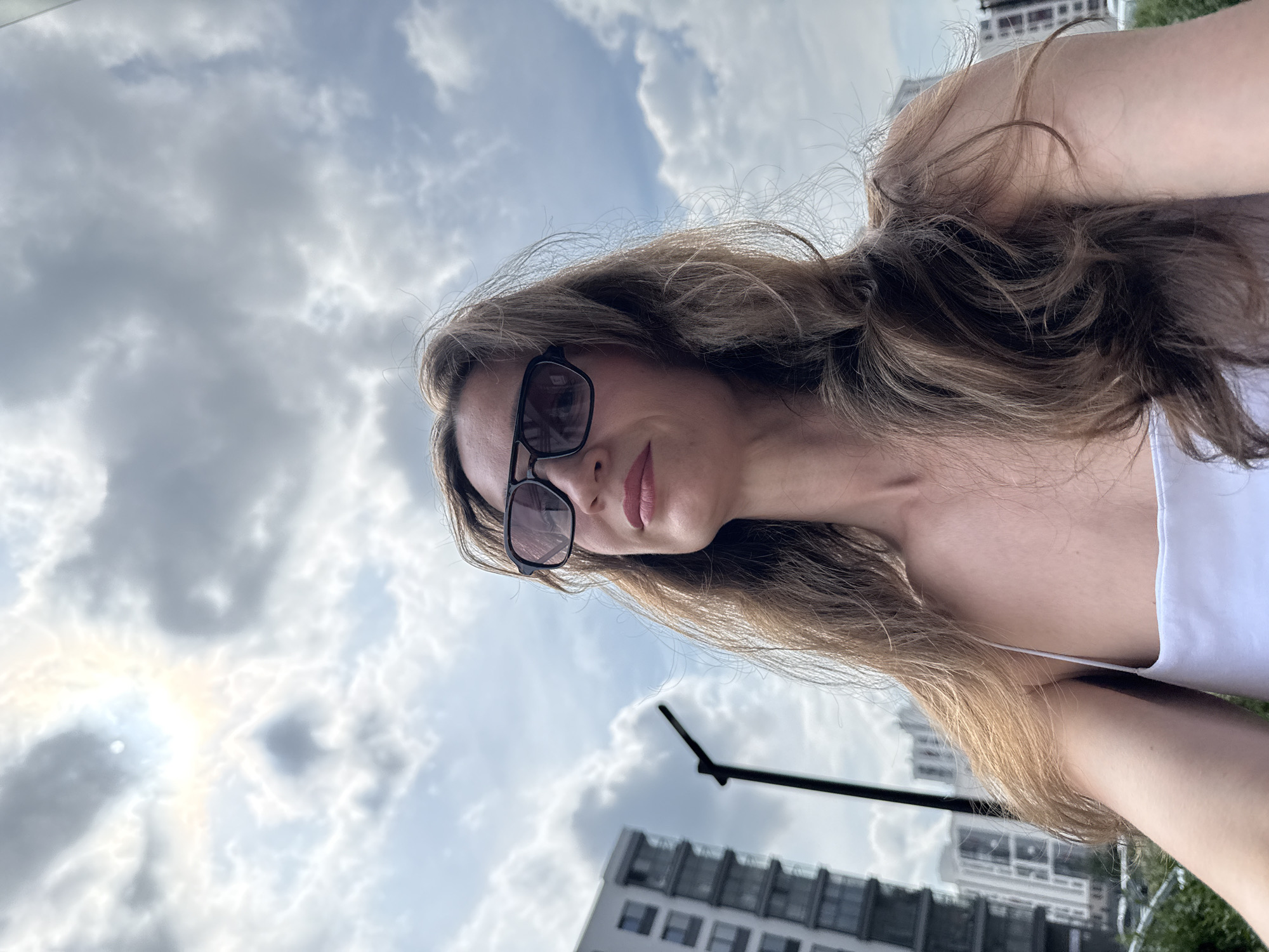 Looking up at a cloudy Perm sky, summer morning