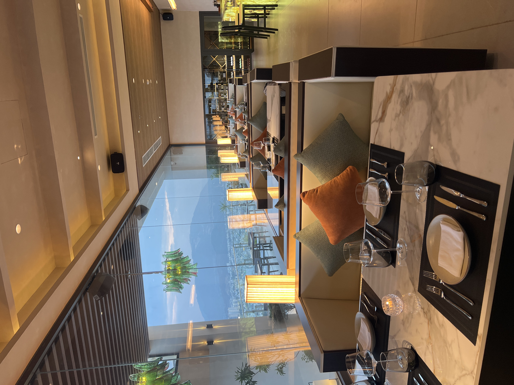 Urban scenes documented: restaurant interior and twilight streets