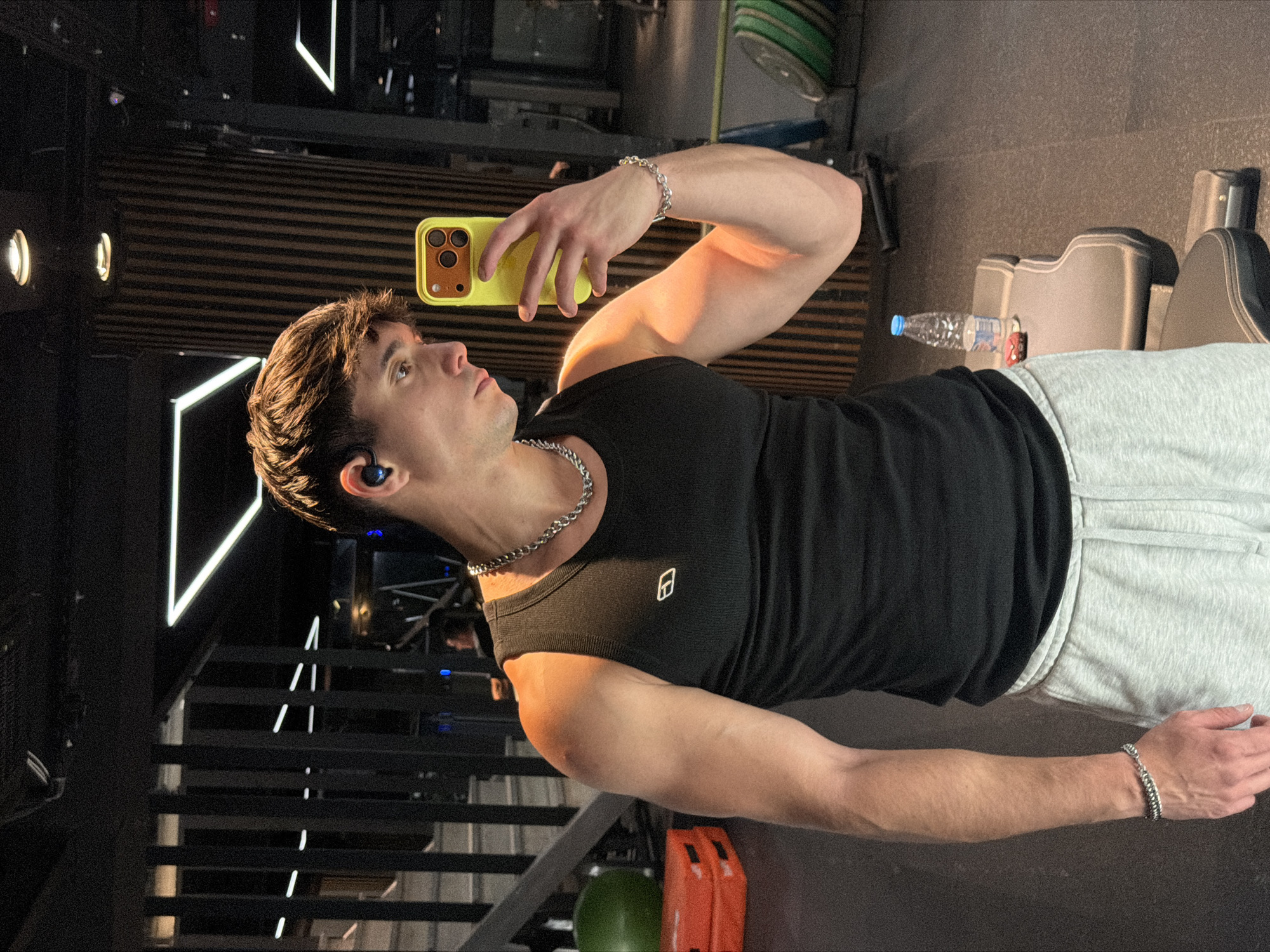 Young man works out, takes selfies at Sofia gym