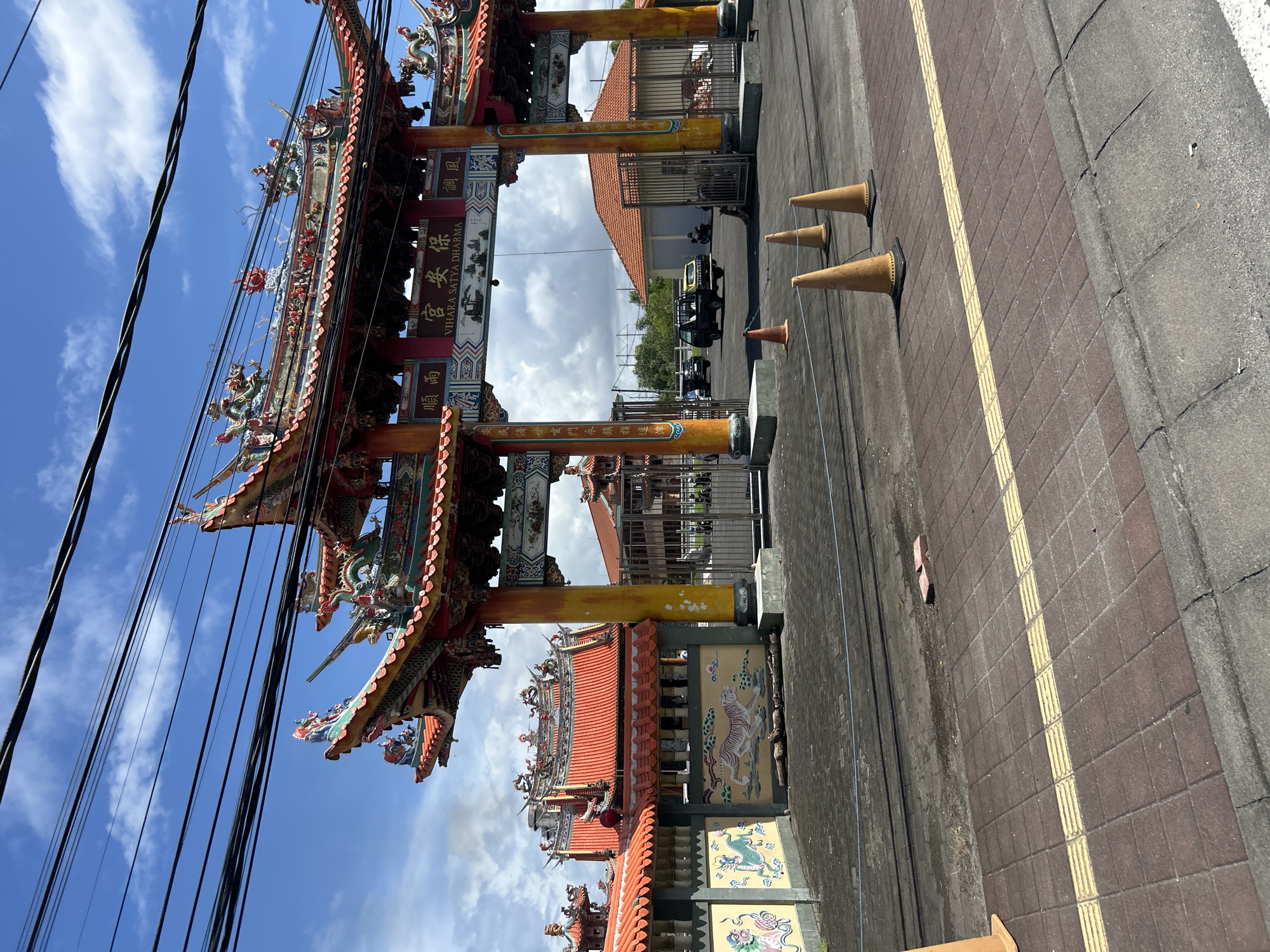 Ornate Chinese Buddhist temple gate documented in Denpasar