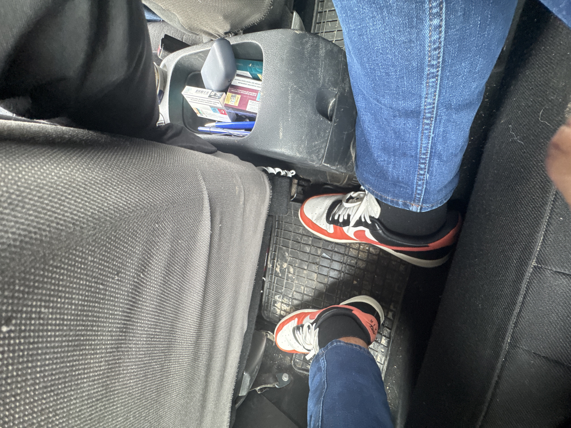 Two passengers photographed inside vehicle in Bulgarian town