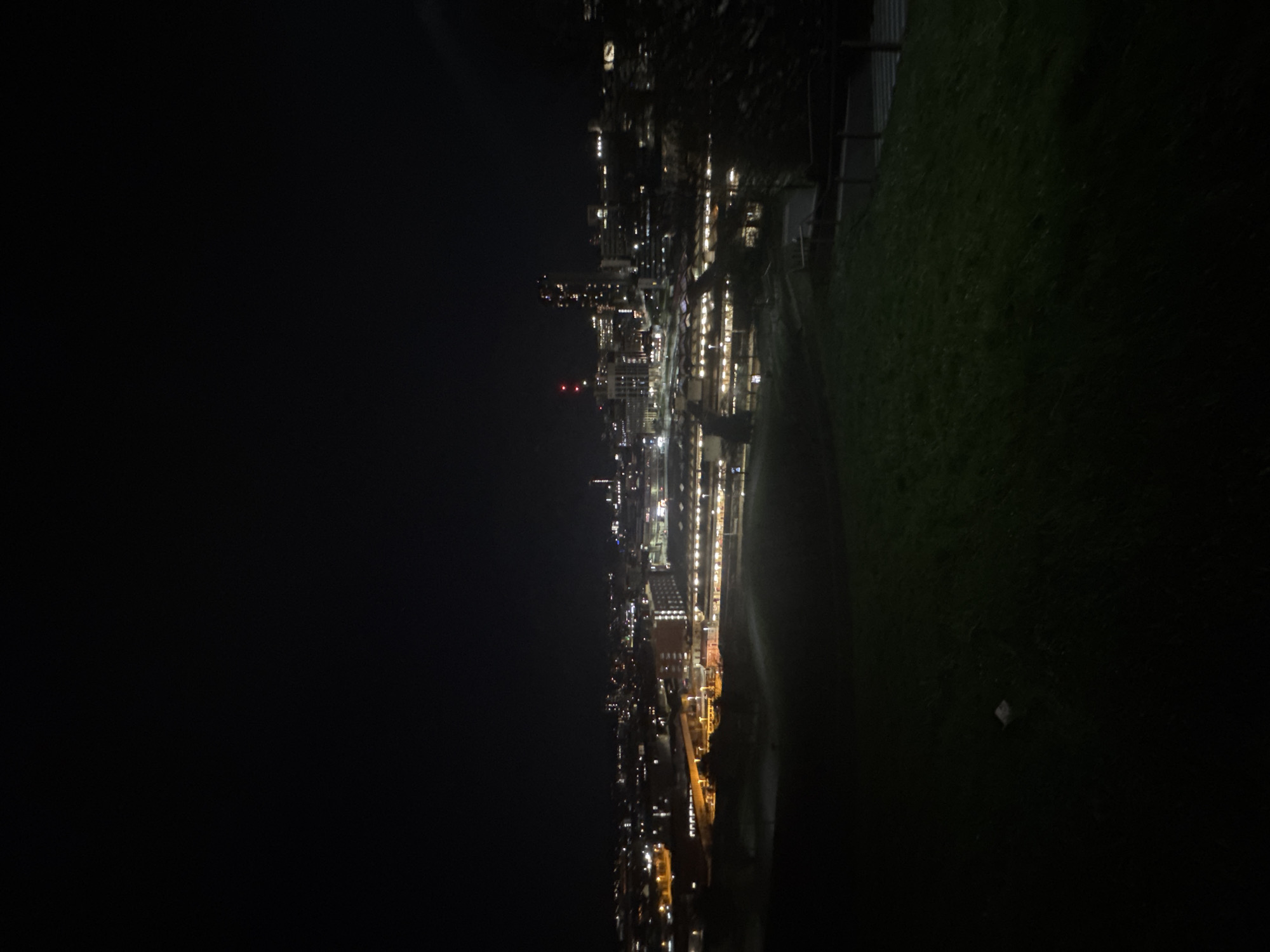 Nighttime cityscape view captured from elevated position in Sheffield