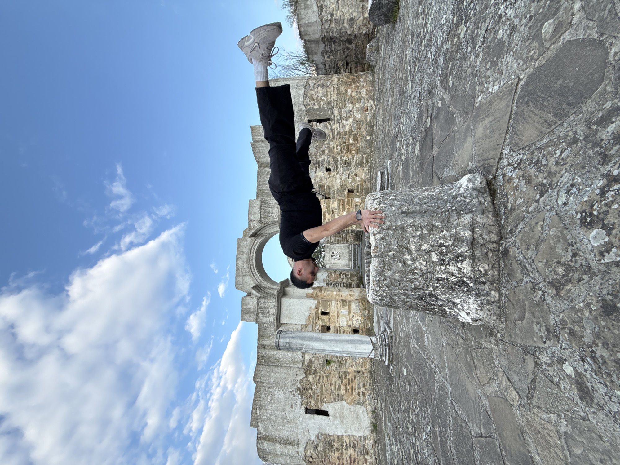 Parkour performers execute stunts at ancient Bulgarian ruins