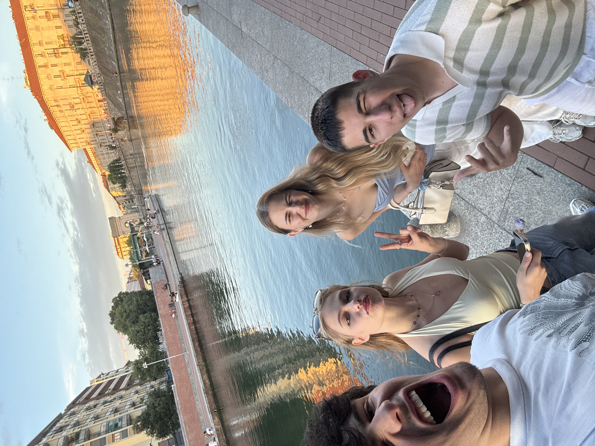 Golden hour along Milan's Naviglio Grande canal