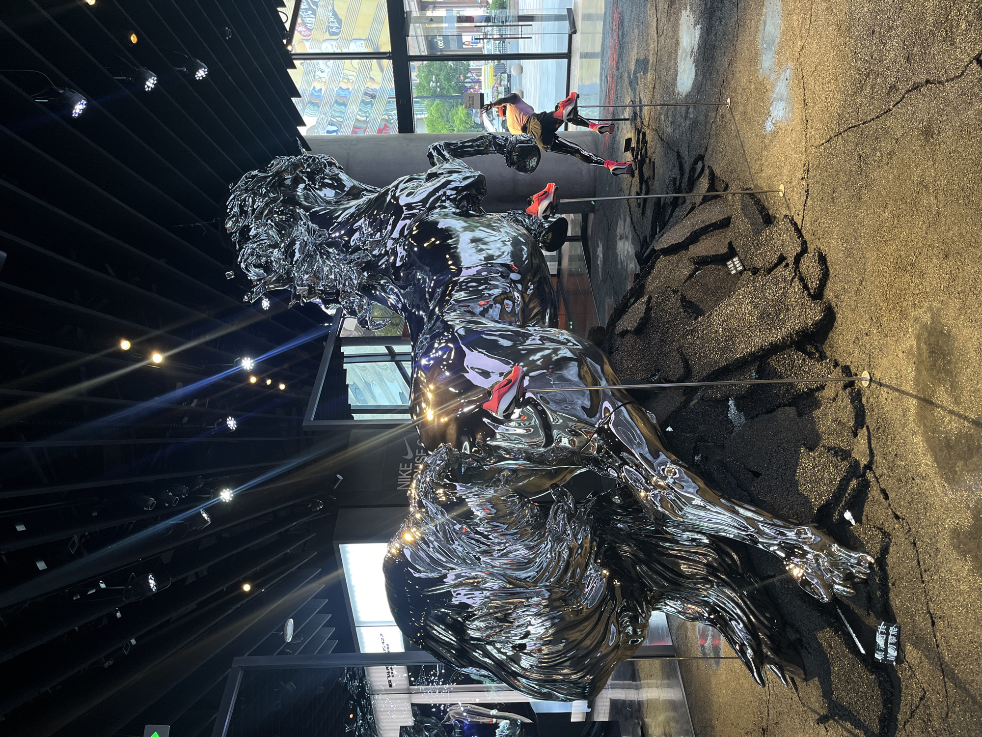 Abstract chrome sculpture spotted in Shanghai exhibit space