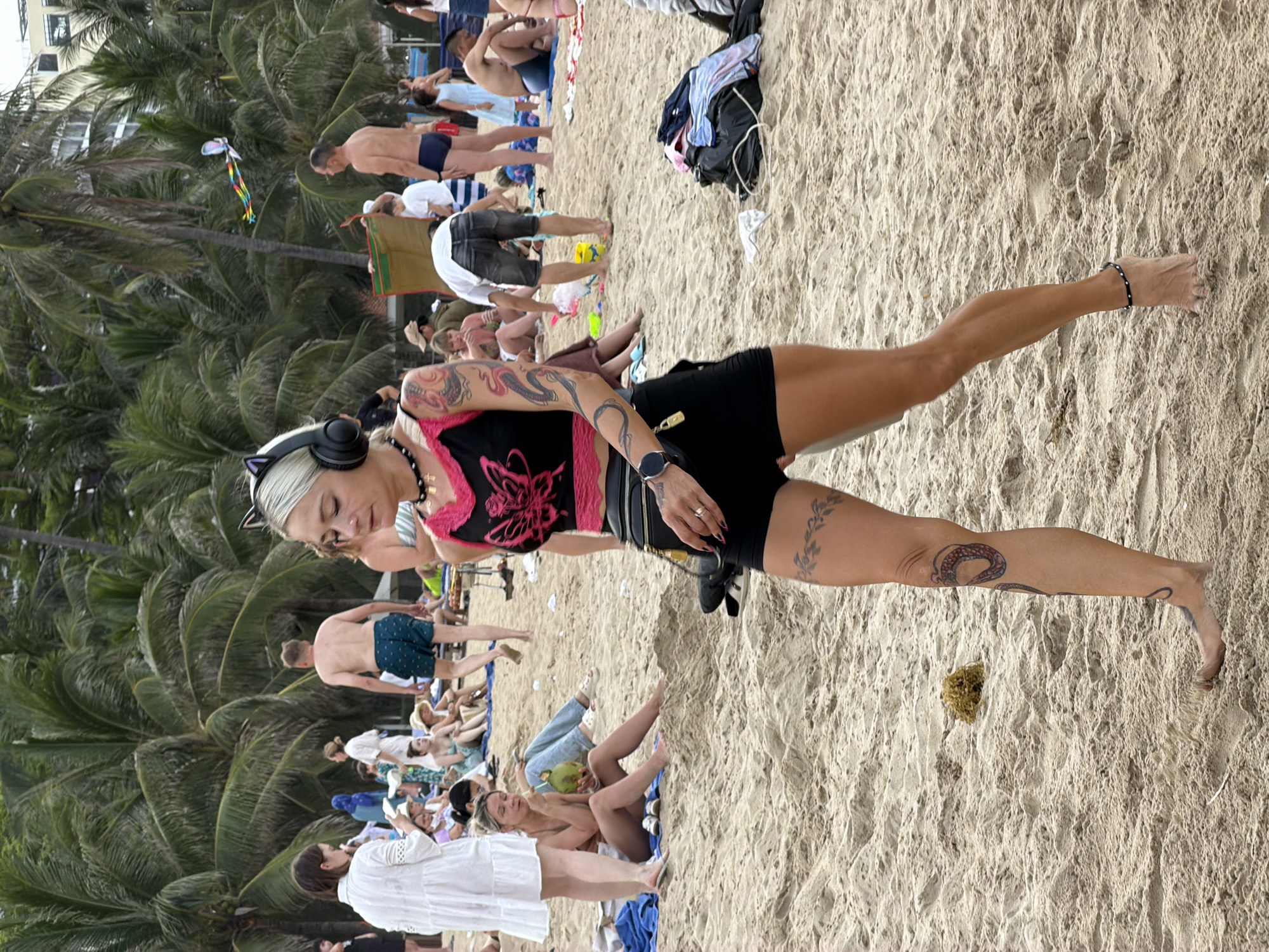 Typical beach day activities captured at crowded Nha Trang