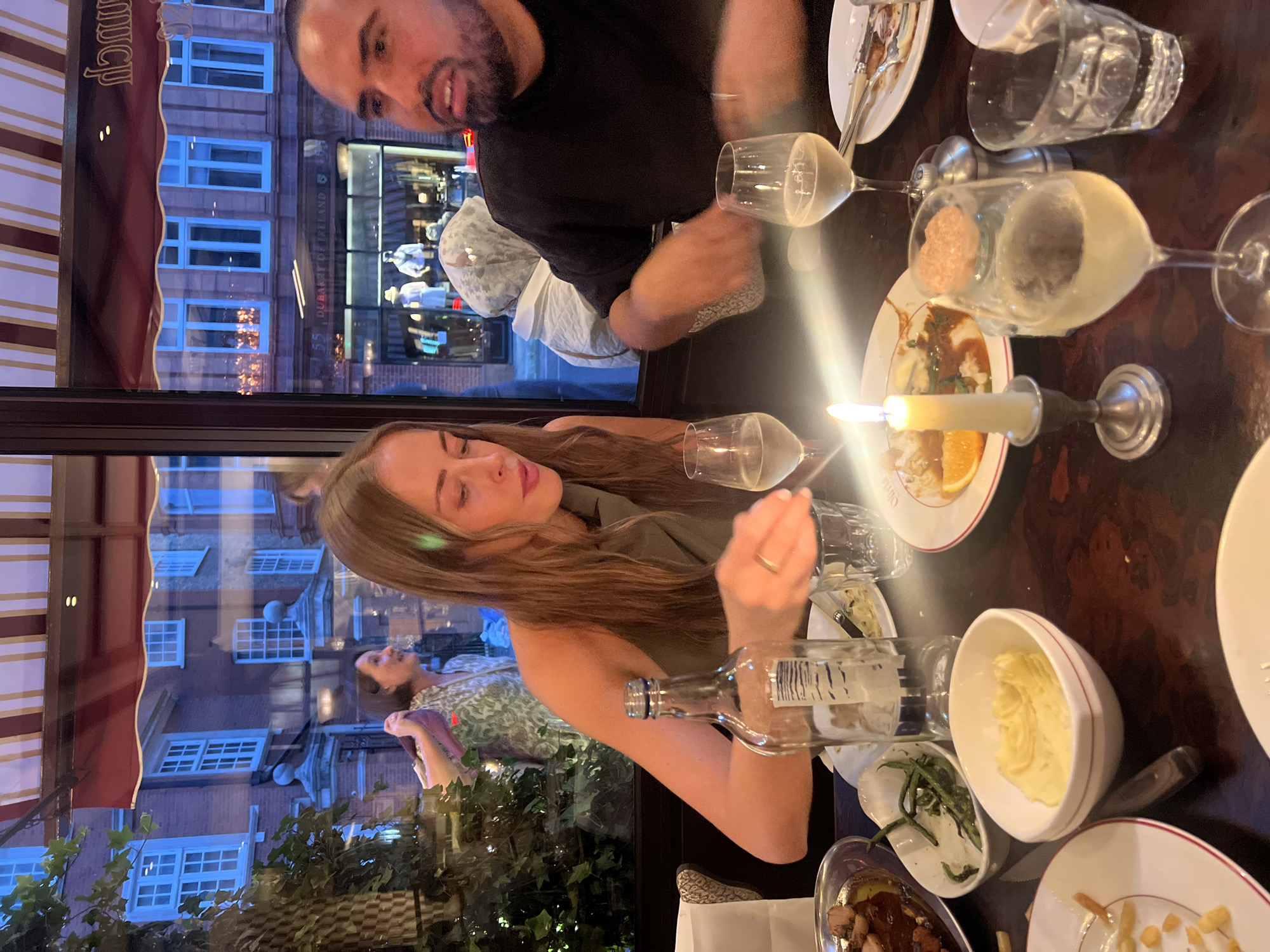 Cocktails, crème brûlée, and dinner at a London restaurant