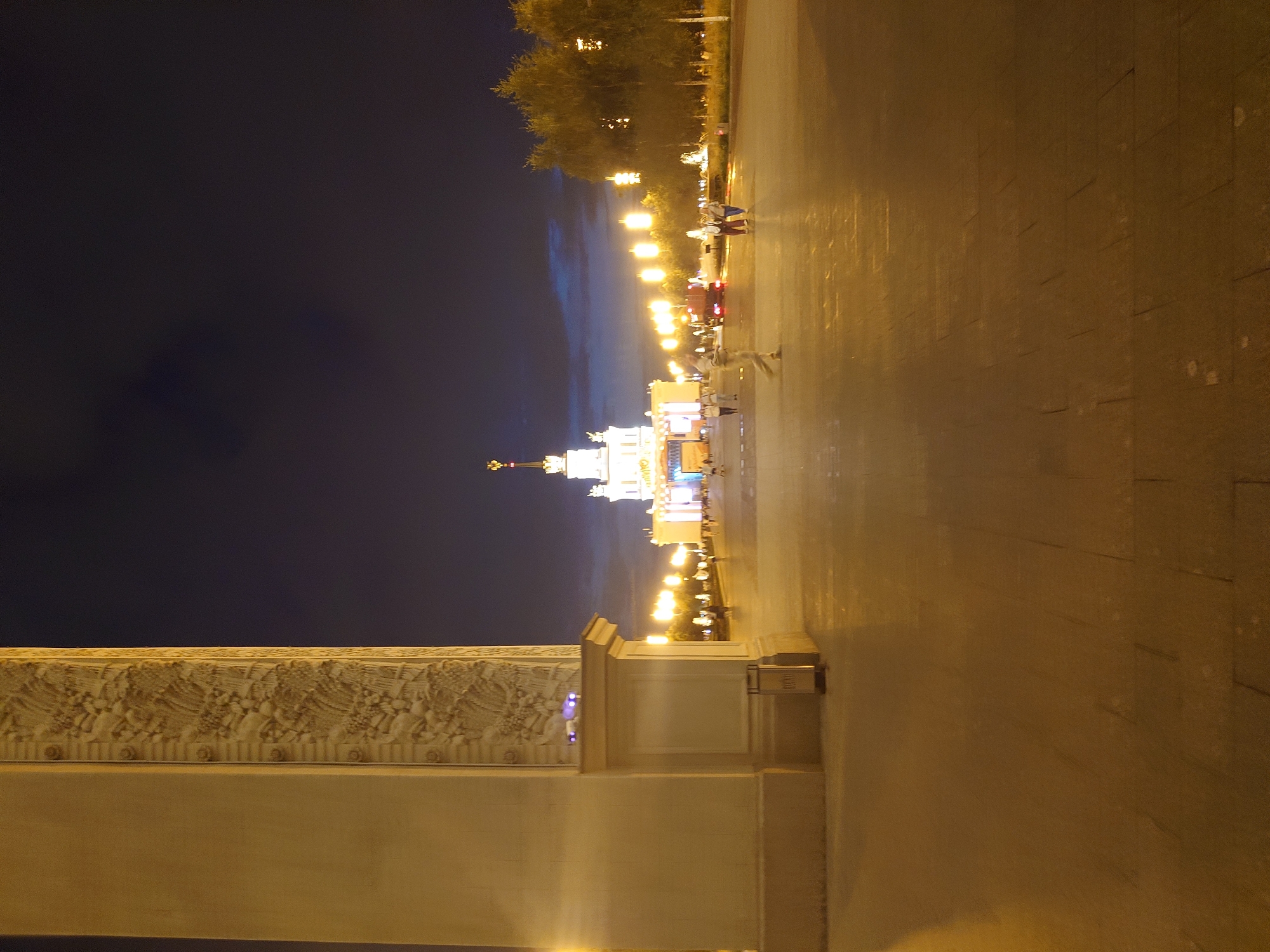 VDNKh's ornate architecture glows at night in Moscow