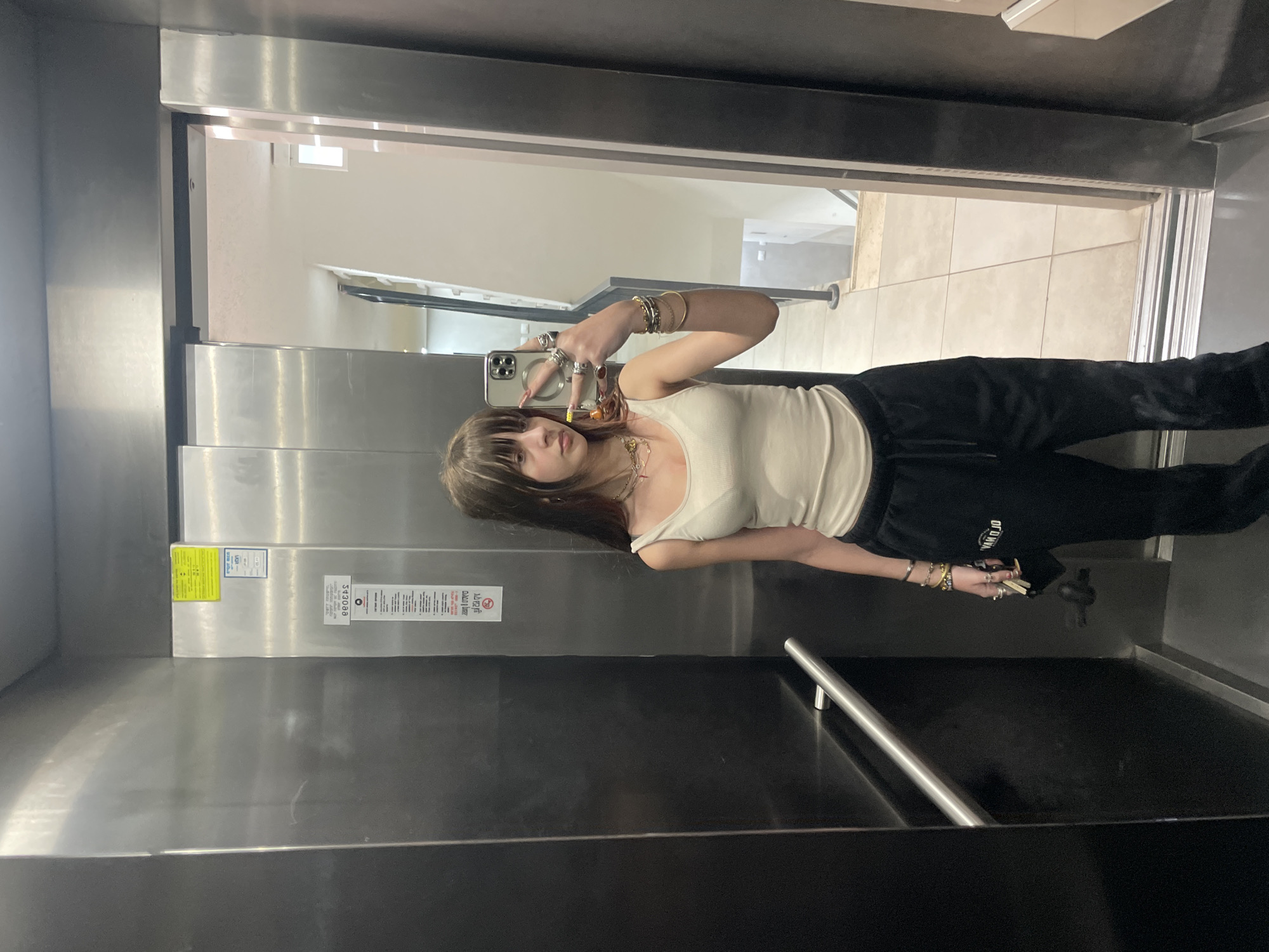 Woman takes elevator selfies in Raanana