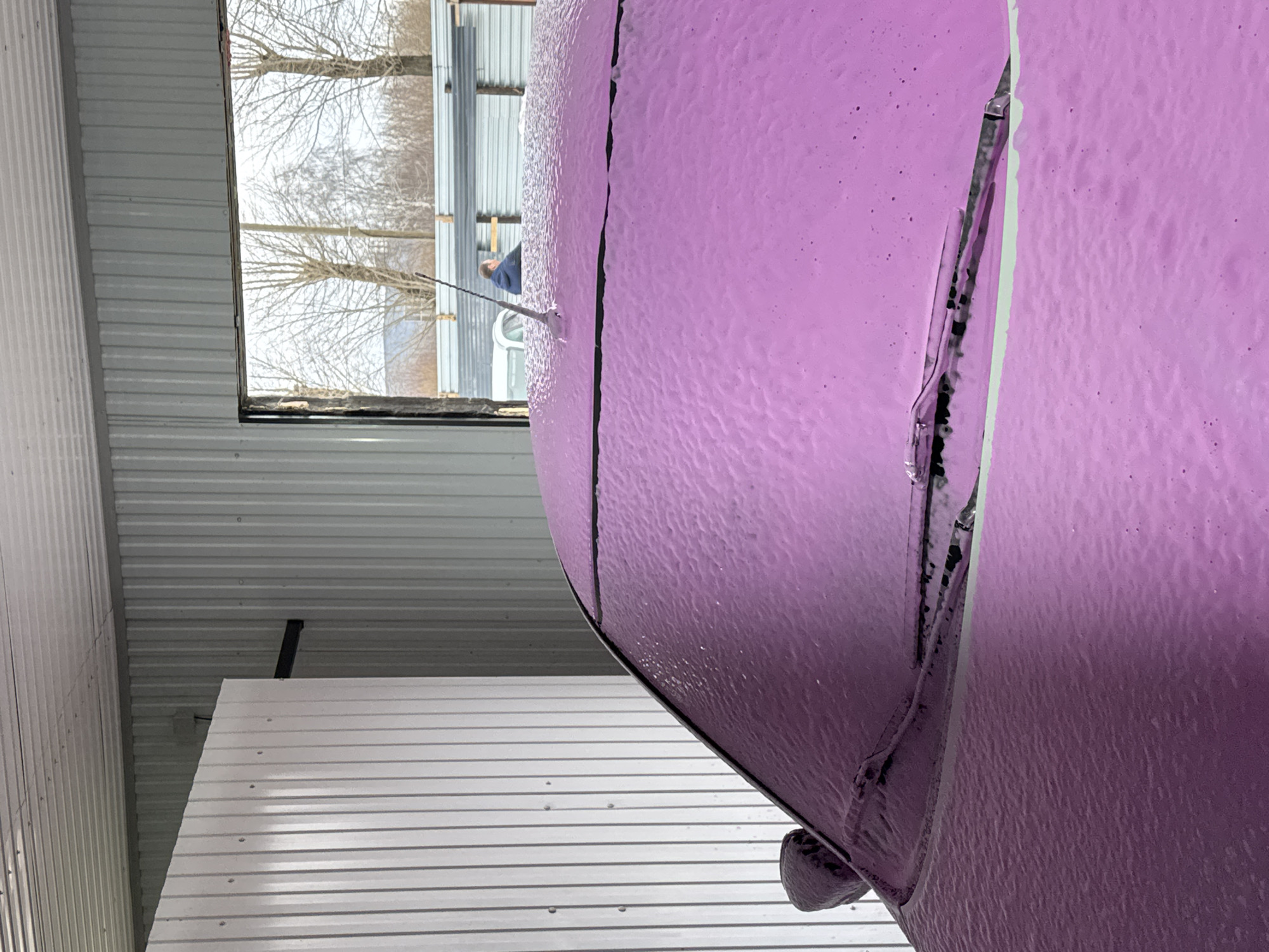 Purple car spotted in metal garage in Chernushka
