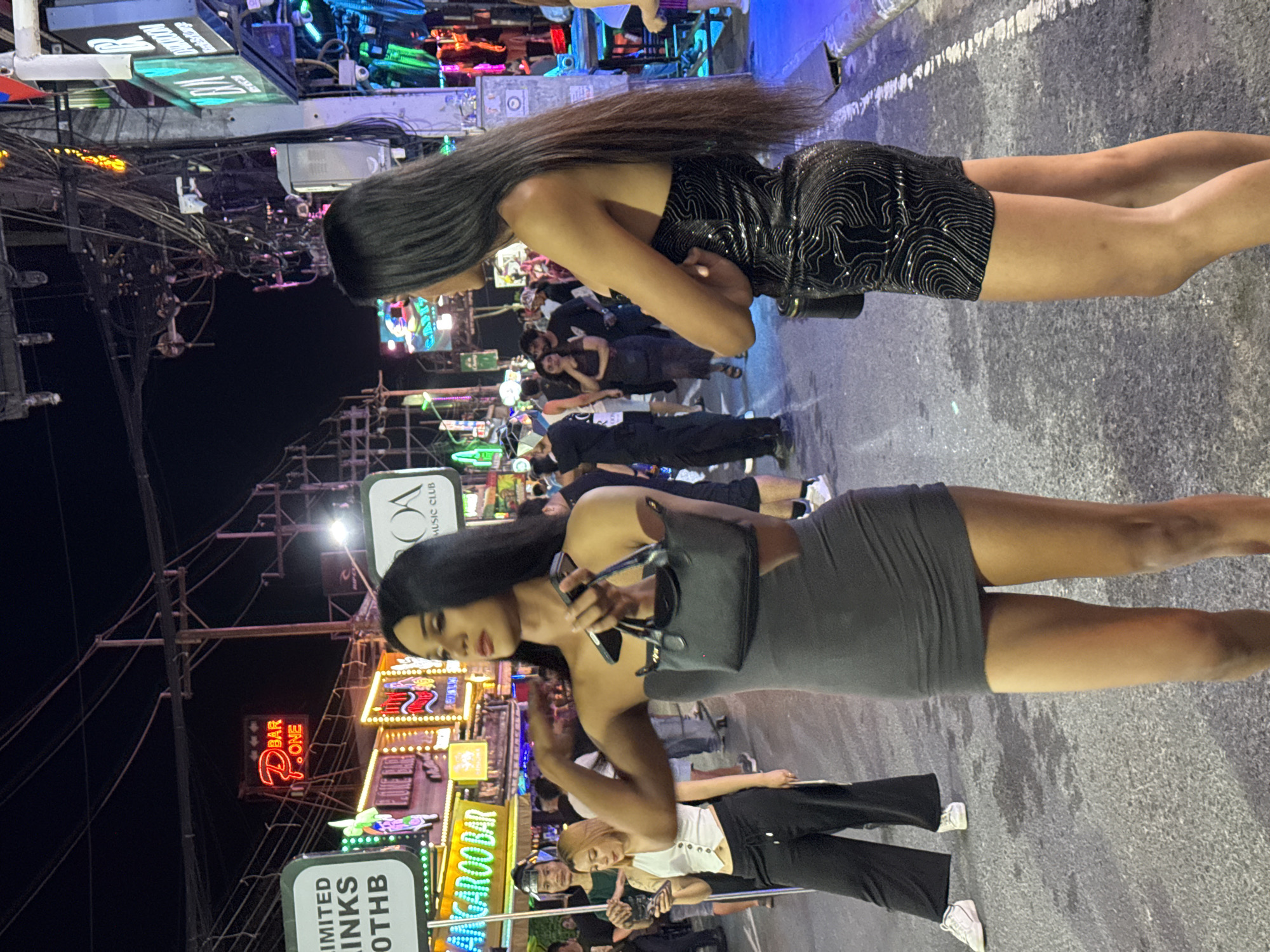Evening tourist activity documented in Patong Beach, Thailand