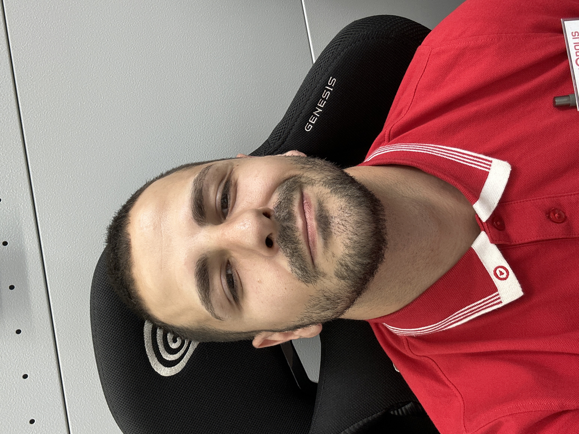 Man photographed in Genesis chair in Lovech, Bulgaria