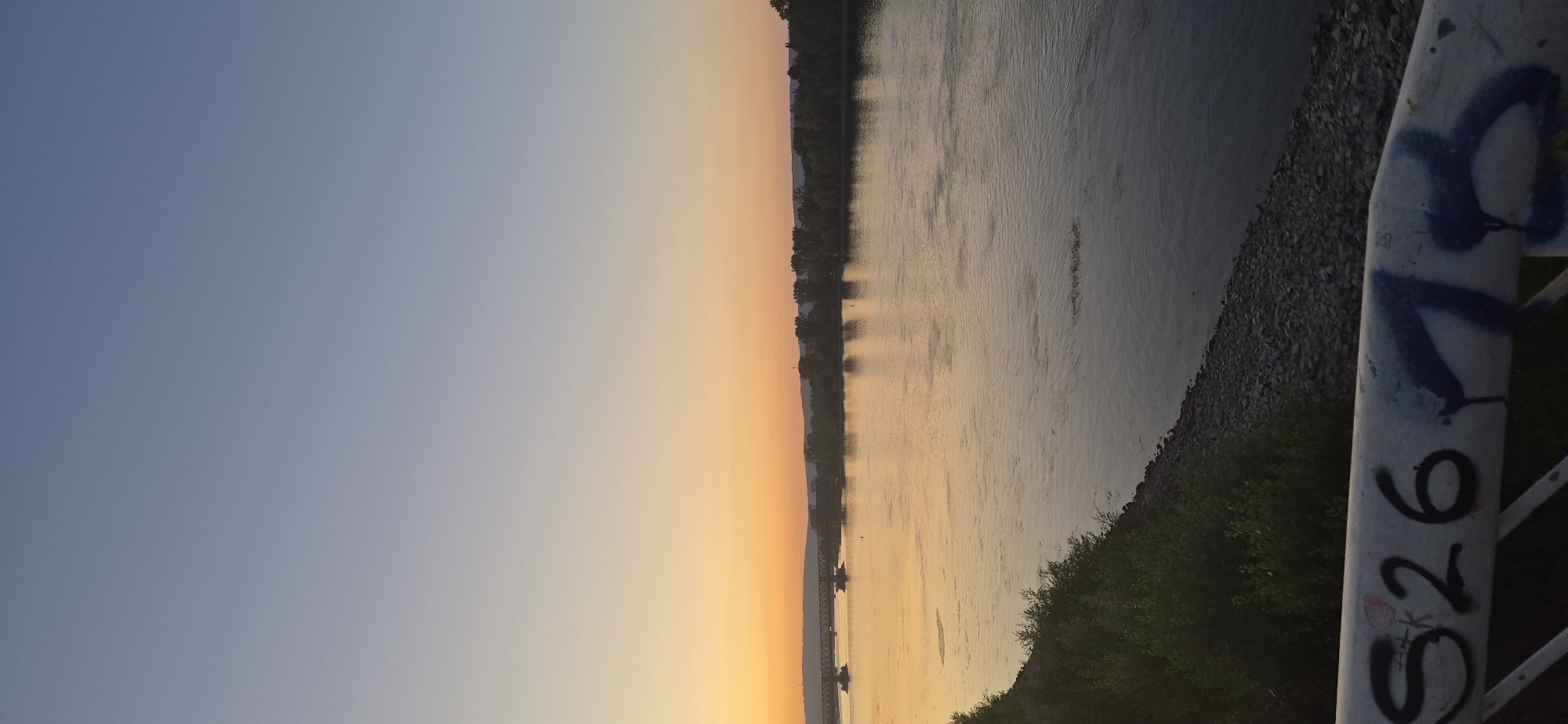 Sunset along the Rhine in Mainz, church and ducks included