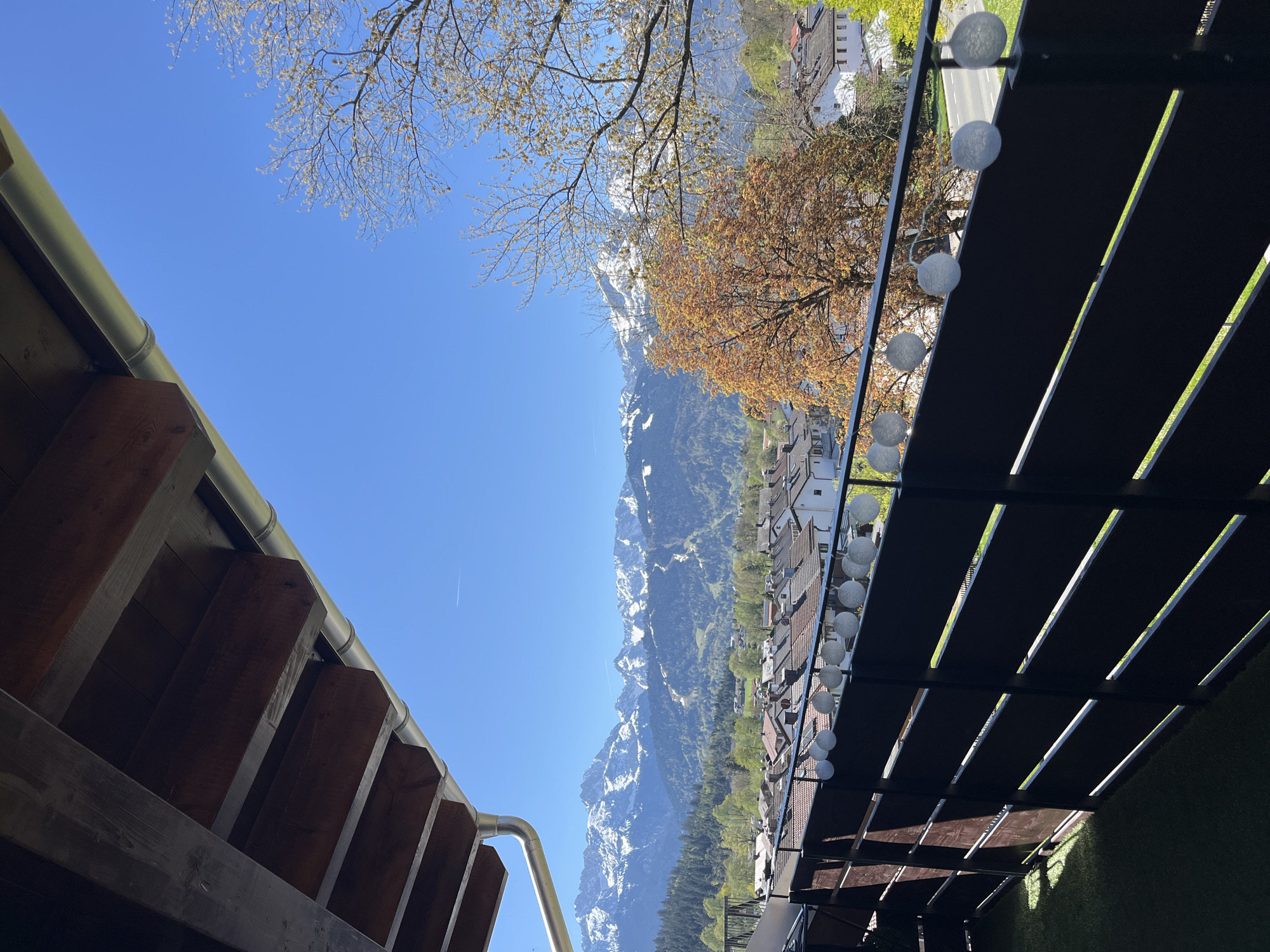 Alpine vista observed from terrace in Garmisch-Partenkirchen