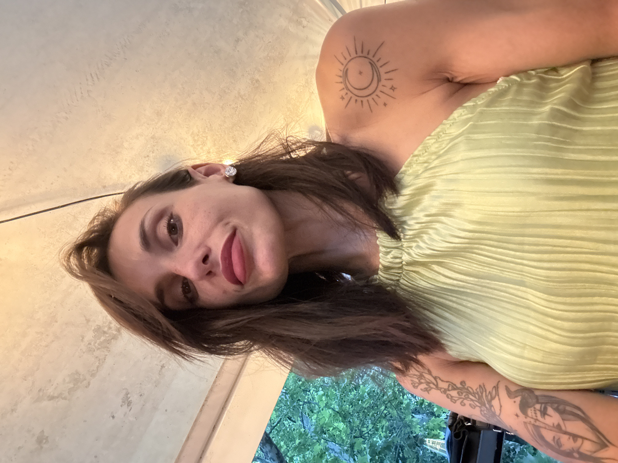 Woman photographed from low angle in Pleven, Bulgaria