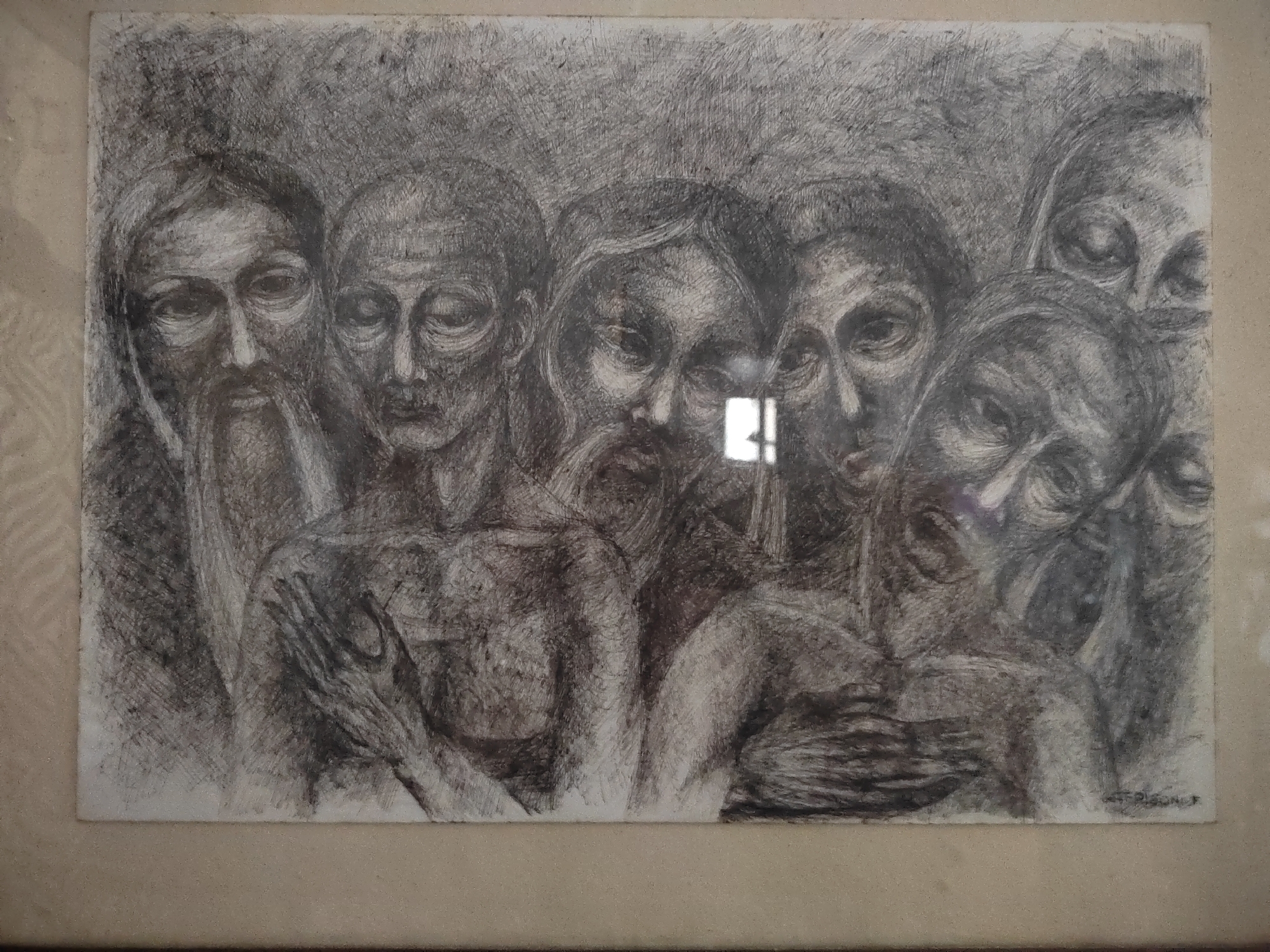 Eclectic art display in Porto Recanati mixes drawing, sculpture, and puppetry