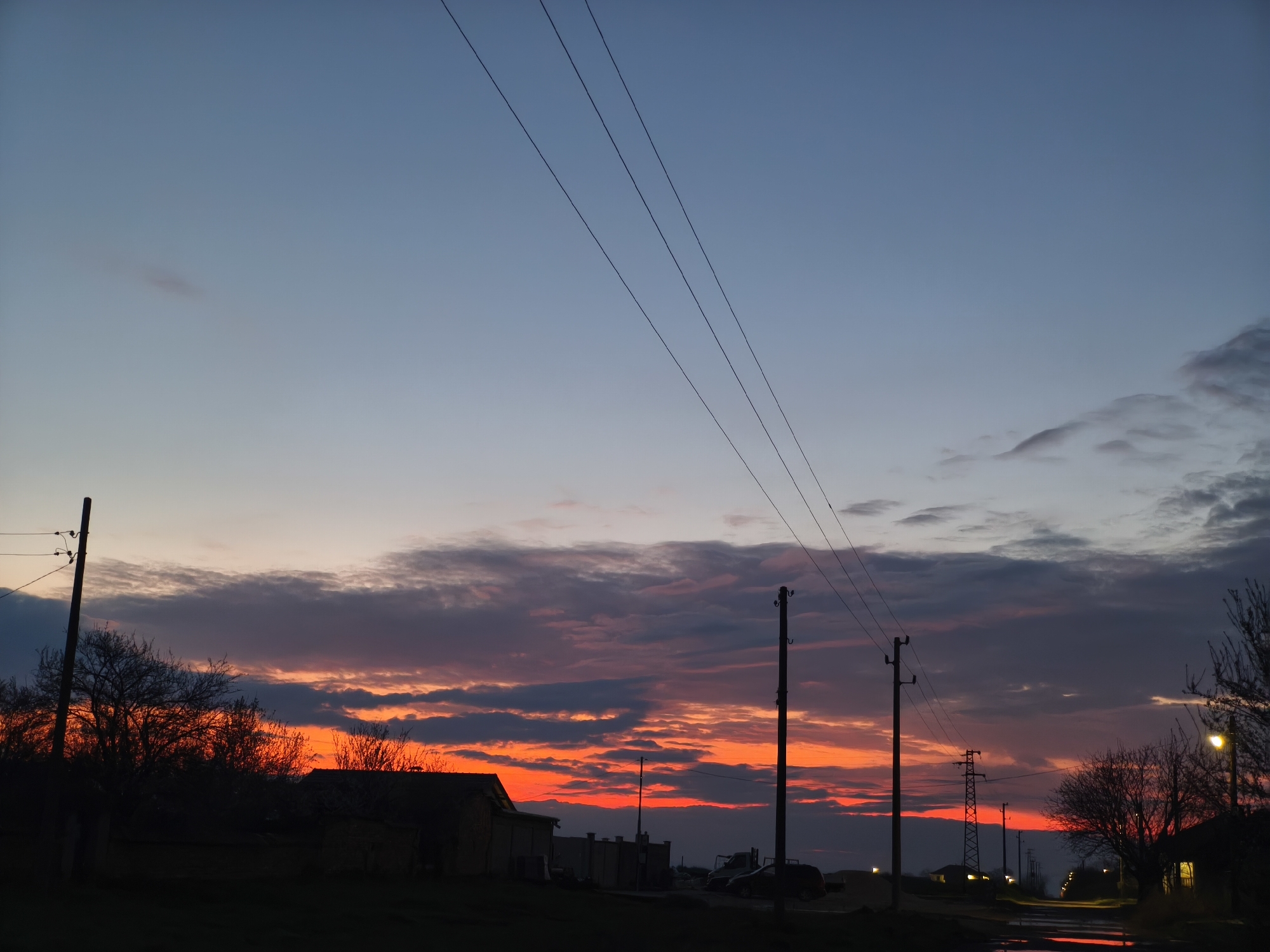 Sunset photographed over Slavyanovo, Bulgaria skyline