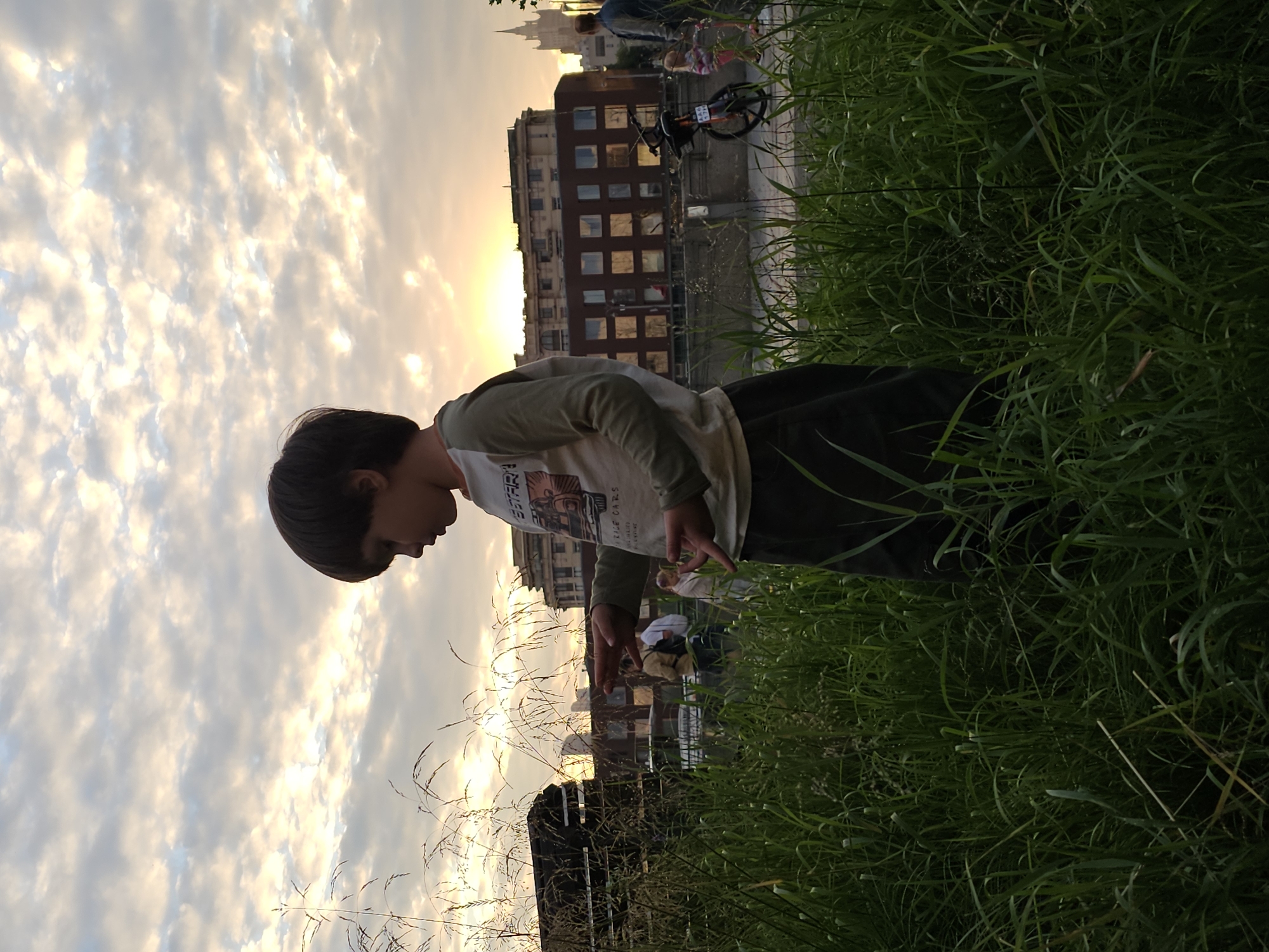 Afternoon stroll along a decorated Moscow riverside walkway
