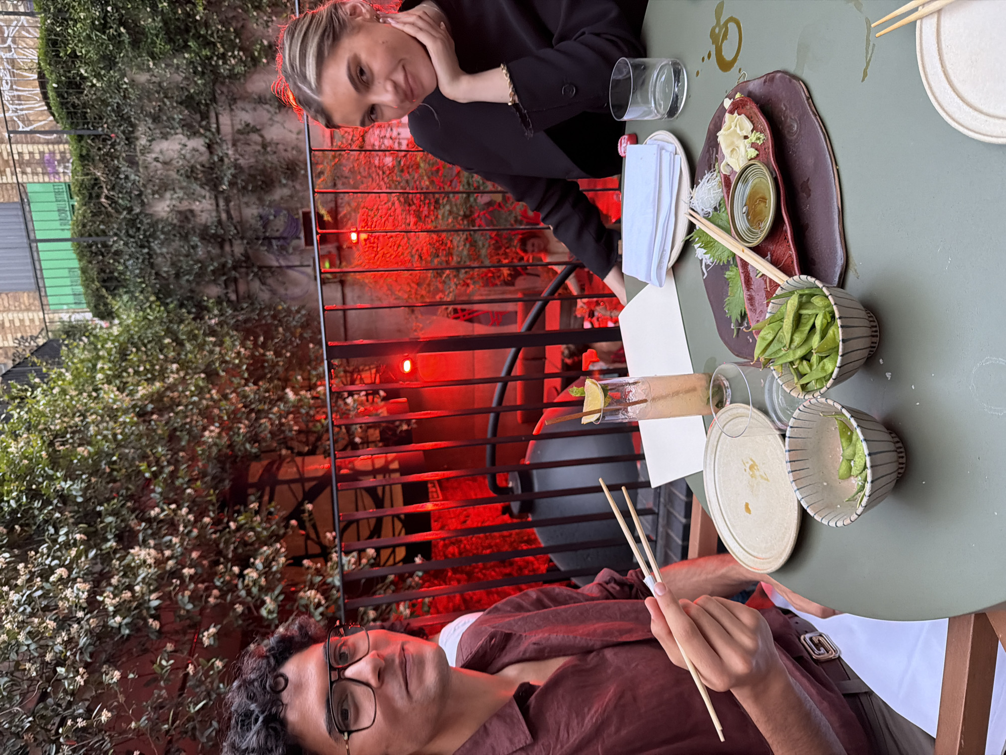Outdoor dining in London on a July evening
