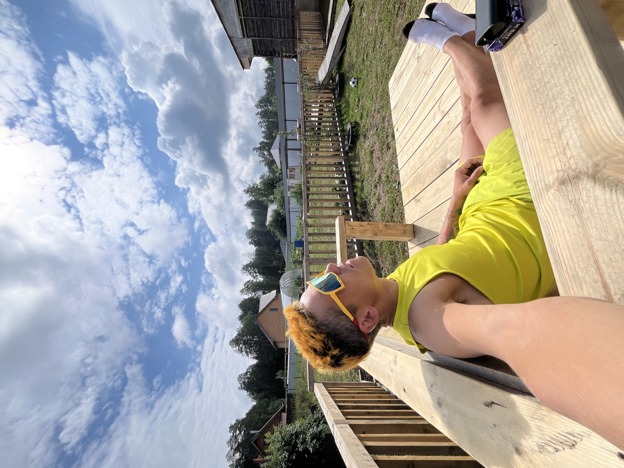 Summer morning at home in Chaikovsky — kids, cats, and garden life