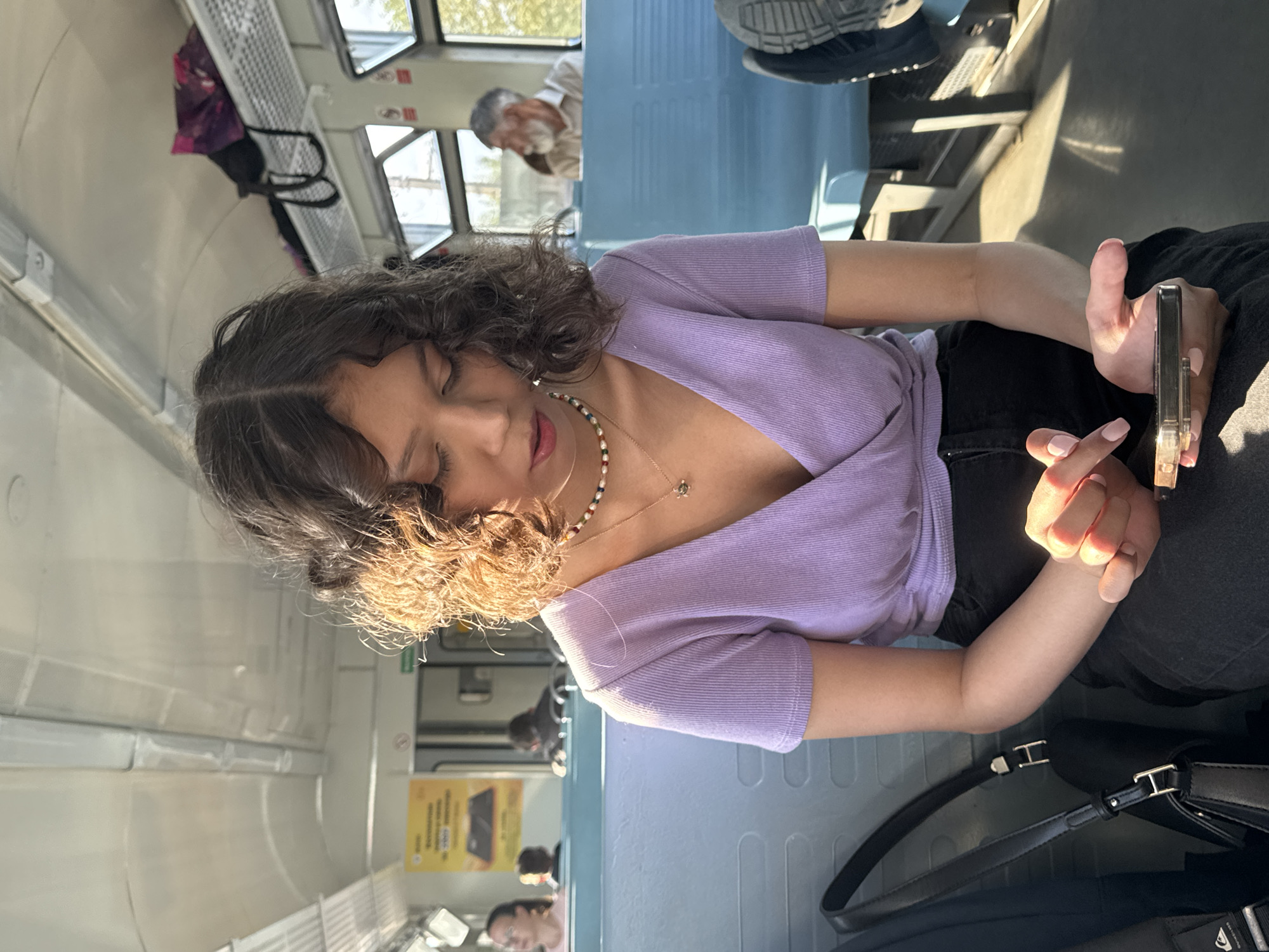 Selfie and phone moment on a Yekaterinburg train